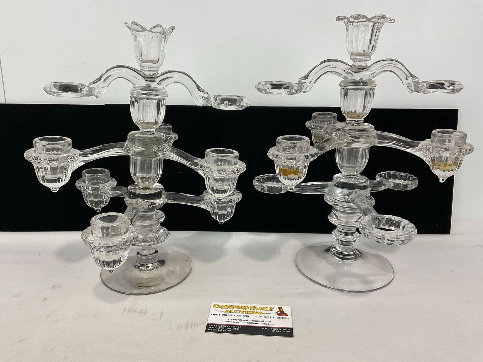 Pair of Antique Cambridge Epergnes, 8 arms each, Crystal Stackable modular pieces (1 of 7)