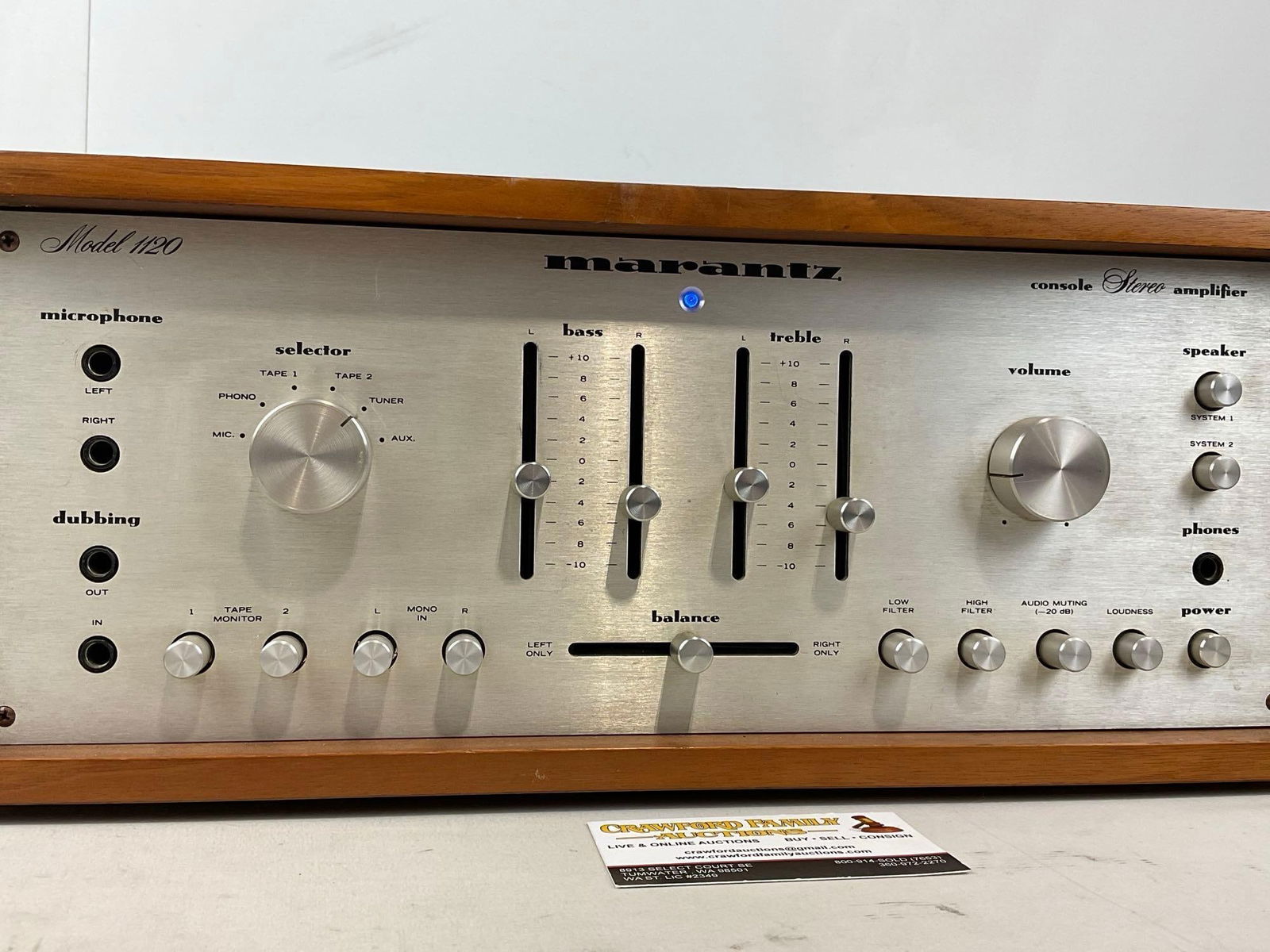 Vintage 1970s Marantz Model 1120 Solid-State Integrated Stereo Amplifier, w/ Wooden Case, 8x19x17 - 2