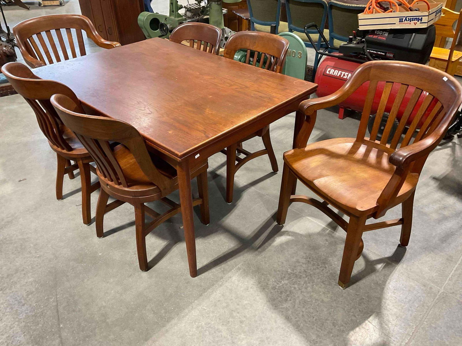 Vintage MCM Made in Denmark Expanding Dining Table w/ 6 Handsome Wood Chairs. See pics. (1 of 12)