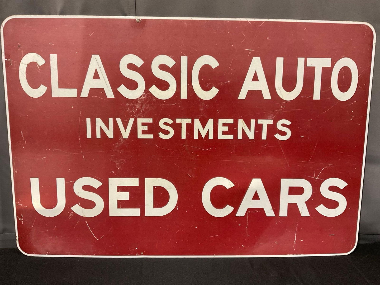 Double Sided Sign, Classic Auto Investments Used Cars, Red w/ White Letters, 25h x 37w x 2d inches (1 of 2)