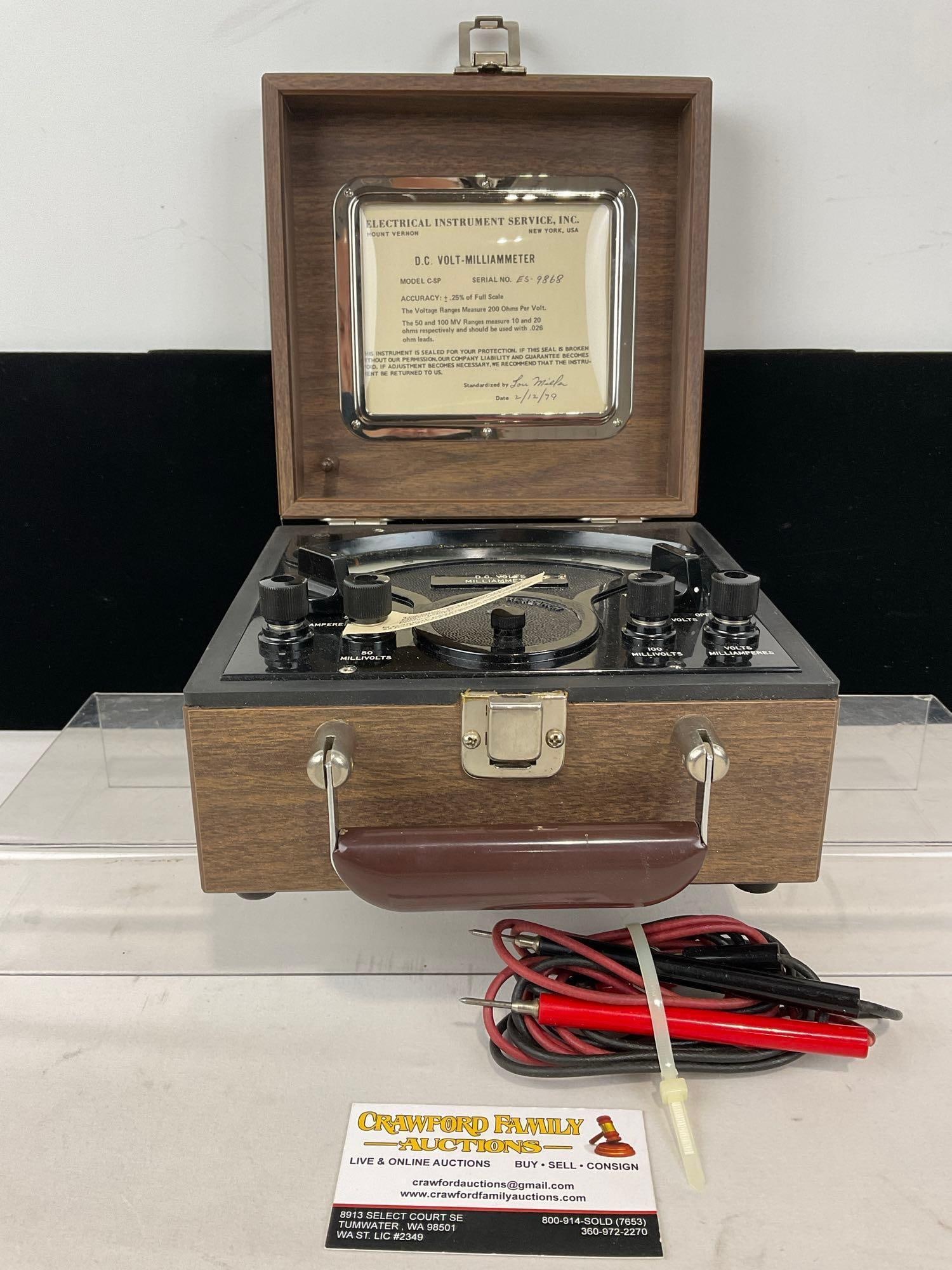 Vintage EIS D.C. Volt-Milliammeter Model C-SP, in Wooden Case, 6h x 9w x 10d inches (1 of 6)
