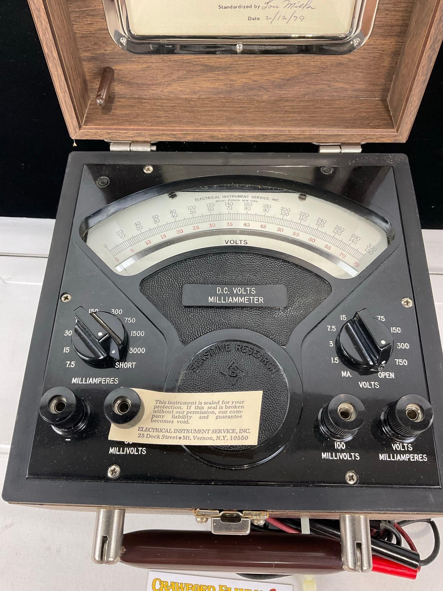 Vintage EIS D.C. Volt-Milliammeter Model C-SP, in Wooden Case, 6h x 9w x 10d inches - 3