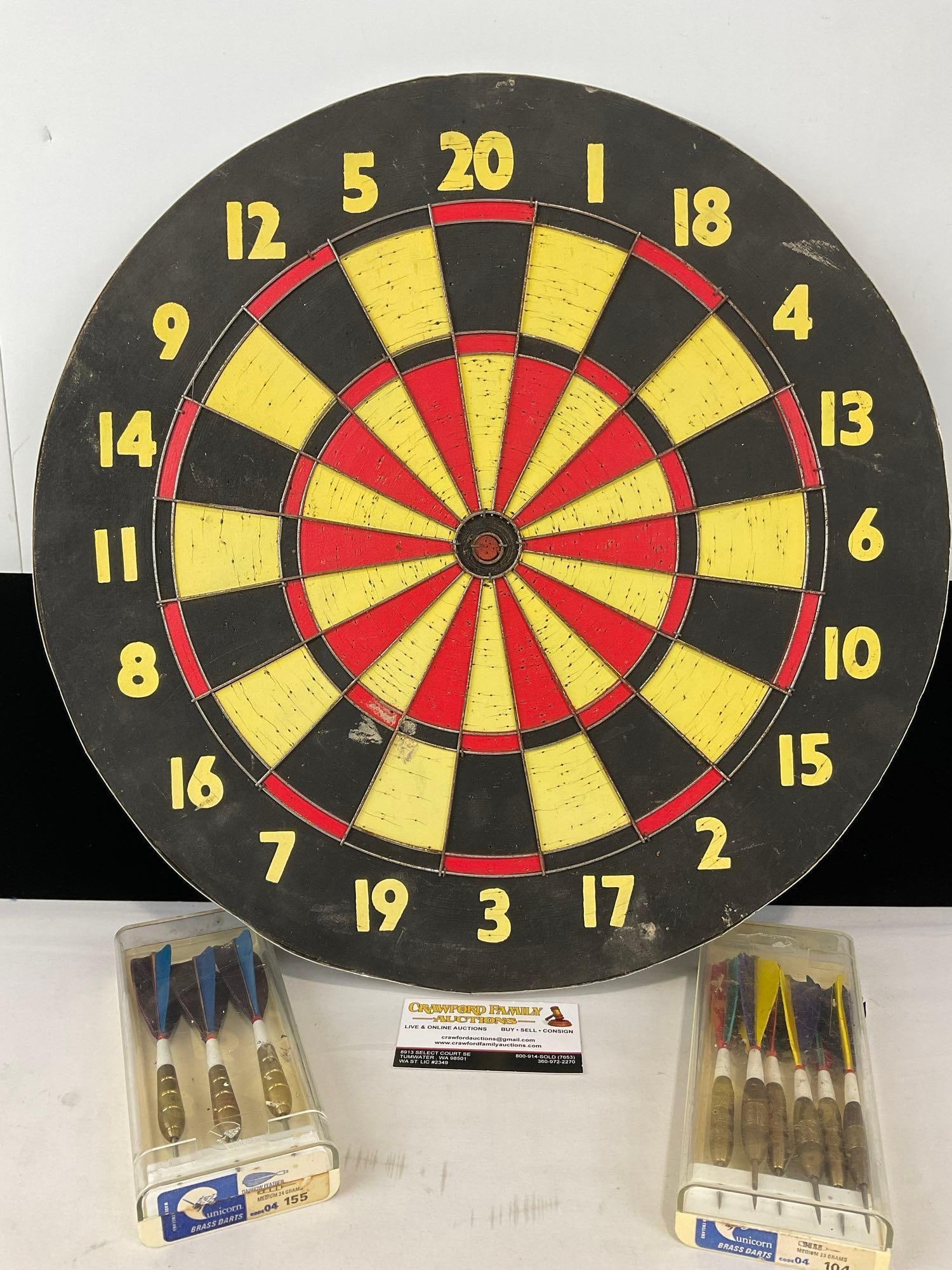 Vintage Regent 2 Sided Dartboard/Baseball Game, 4h x 19w x 19d inches w/ set of 9 Darts (1 of 6)