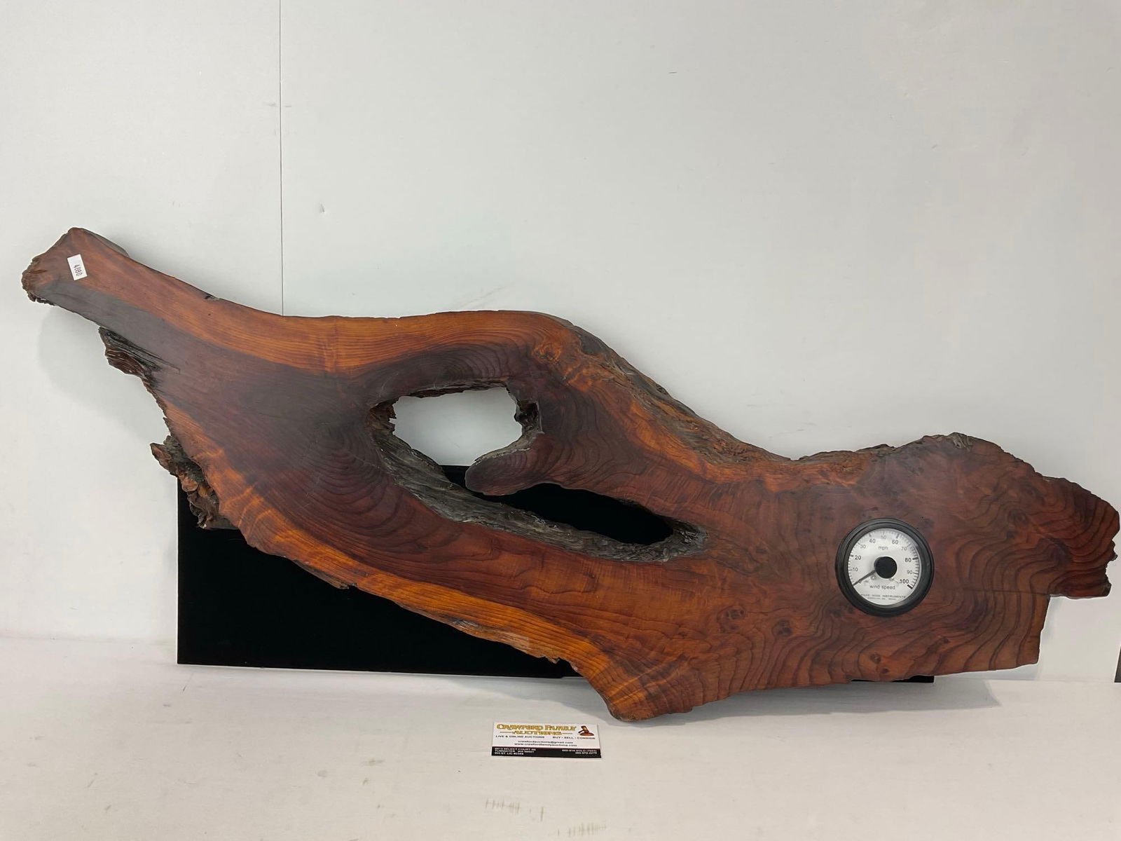 Lovely Wood Slab Wall Hanging, w/ Trade Wind Instruments Gauge, 15h x 39w x 4d inches (1 of 7)