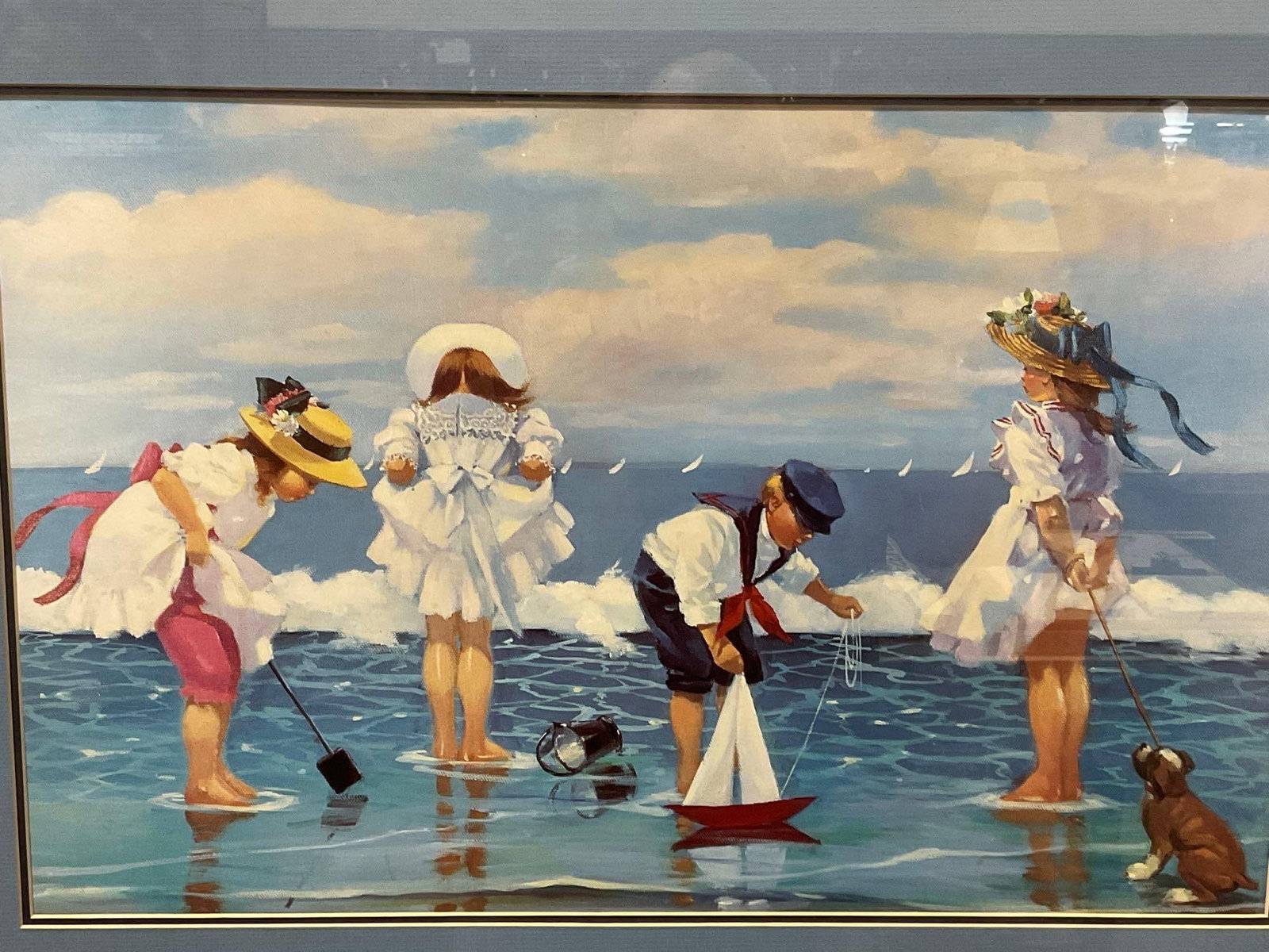 Framed Art Print,MoneChildren Playing in the Surf, 22h x 31w x 3d inches (1 of 5)