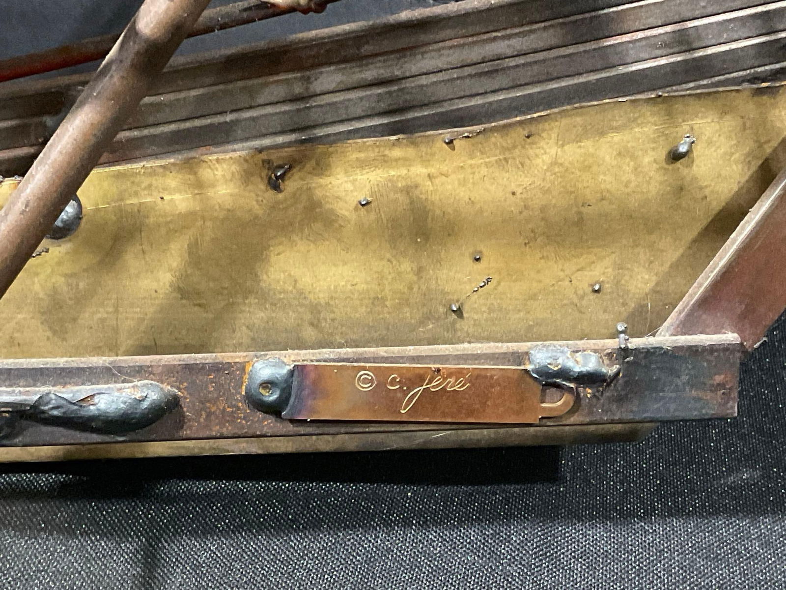 Mid Century Curtis Jere Brass and Copper Chinese junk ship sculpture art piece / wall hanging - 7