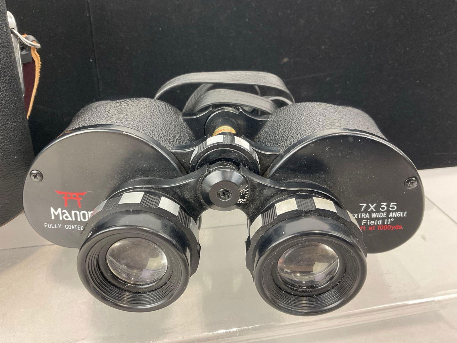 Vintage Manon Binoculars 7x35 Extra Wide Angle Field 11 degrees, w/ Leather Case - 2