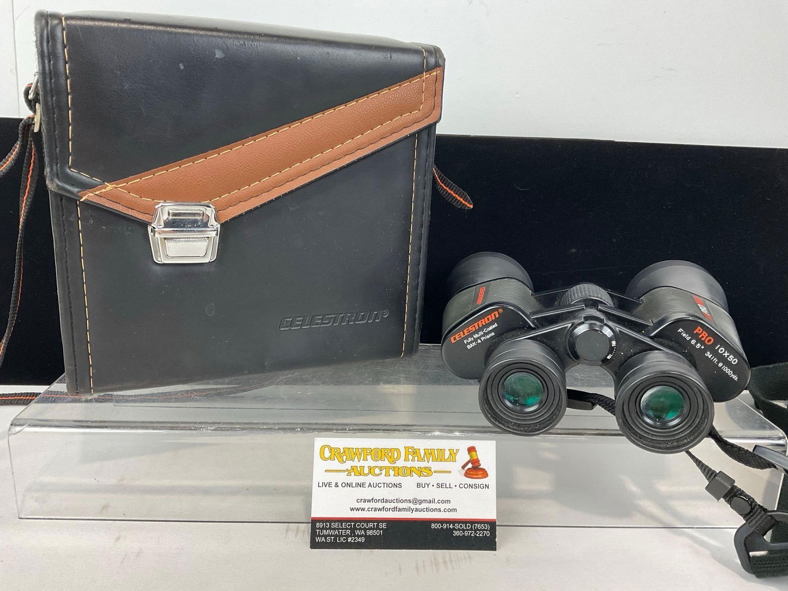 Celestron Pro Binoculars 10x50mm w/ leather case, Fully Multi-Coated: Appears to be in good shape. The piece measures approx 8h x 9w x 4d inches. See pics. E-4880 