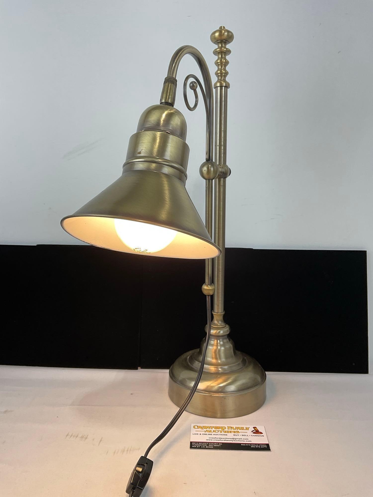 Vintage Adjustable Brass Desk Lamp, 20h x 14w x 6d inches, tested & working (1 of 4)