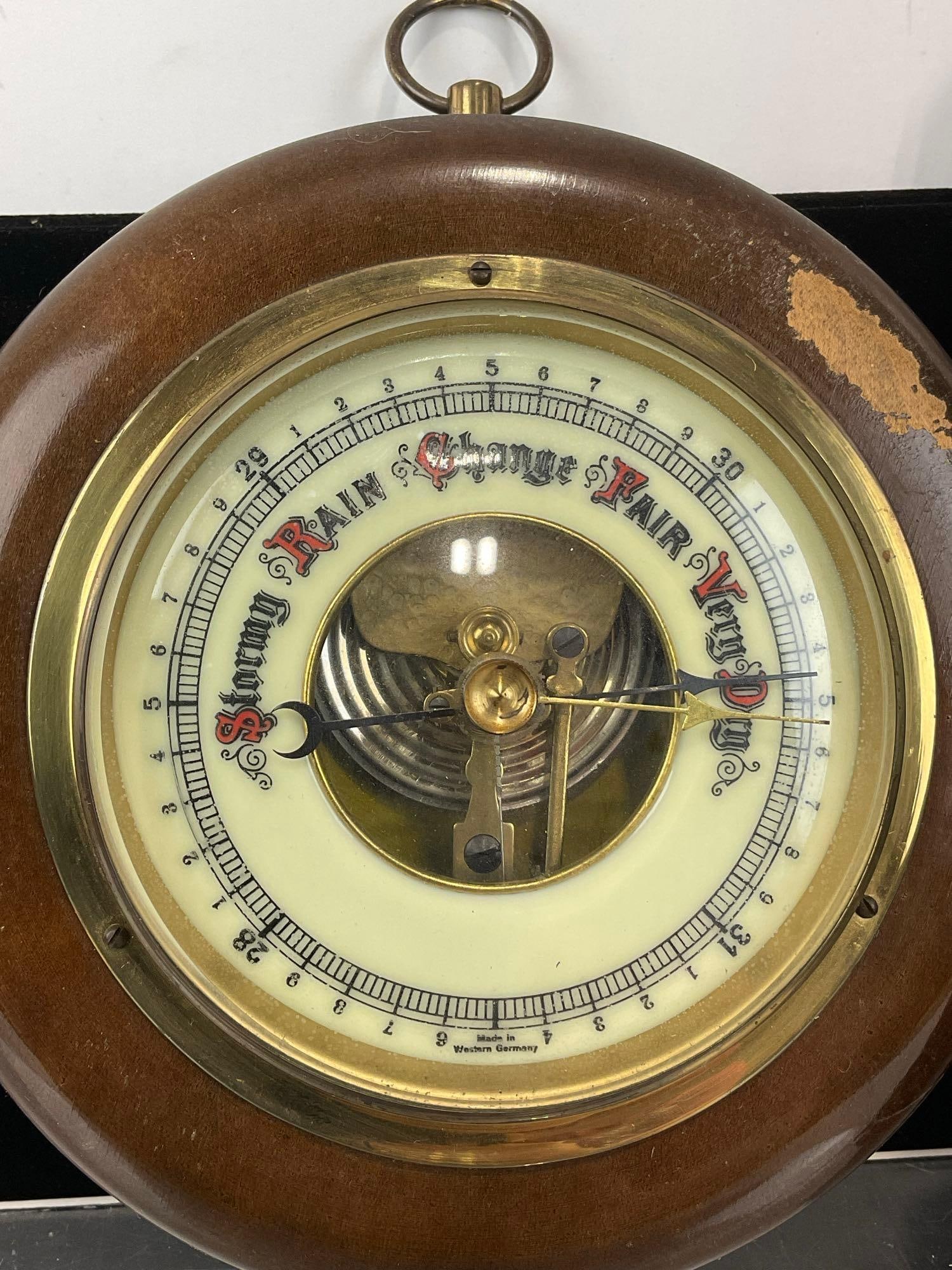 Vintage Wooden Framed Springfield Weather Station & Aneroid Barometer, 24h x 7w x 5d inches - 2