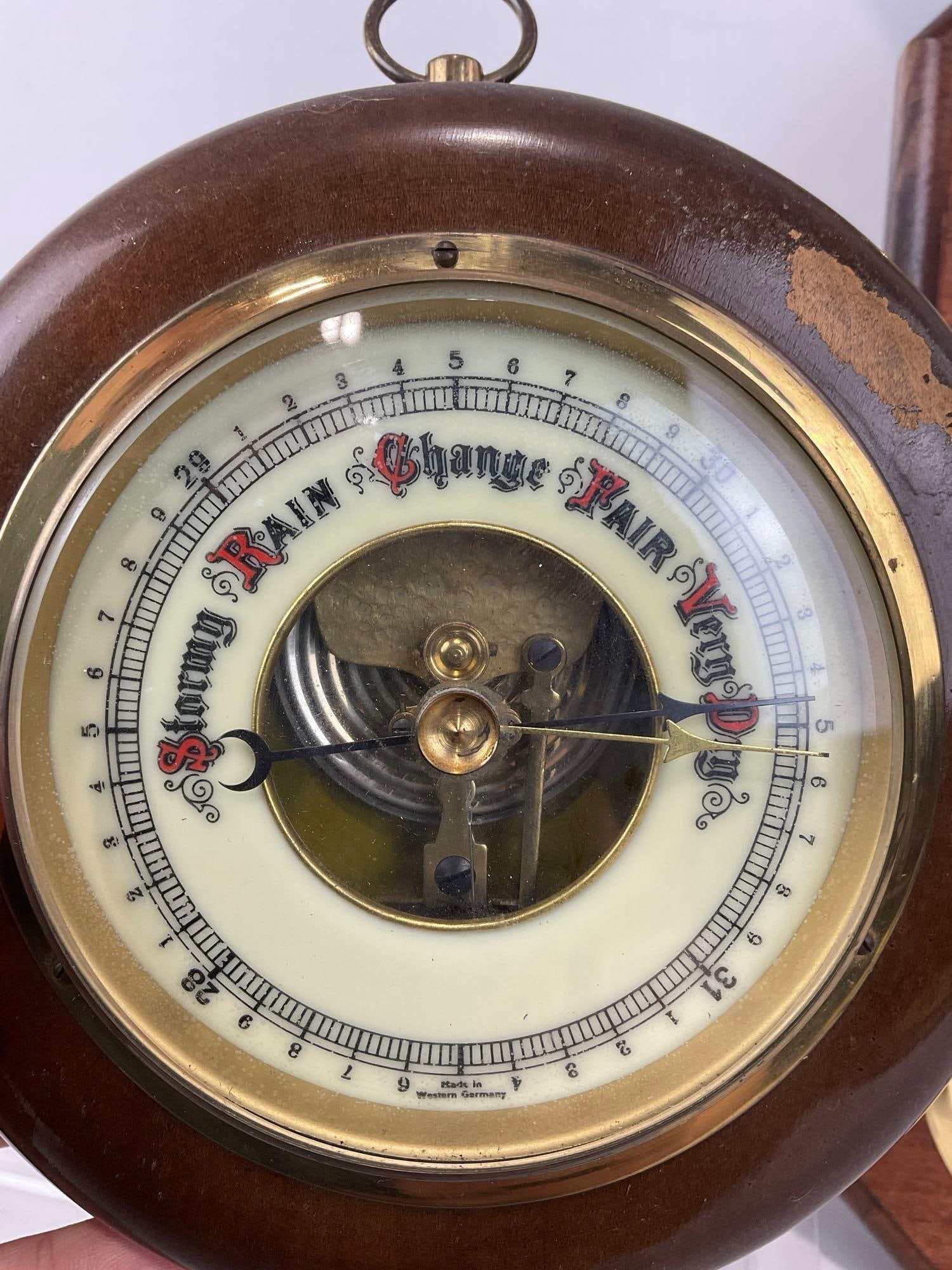 Vintage Wooden Framed Springfield Weather Station & Aneroid Barometer, 24h x 7w x 5d inches - 3