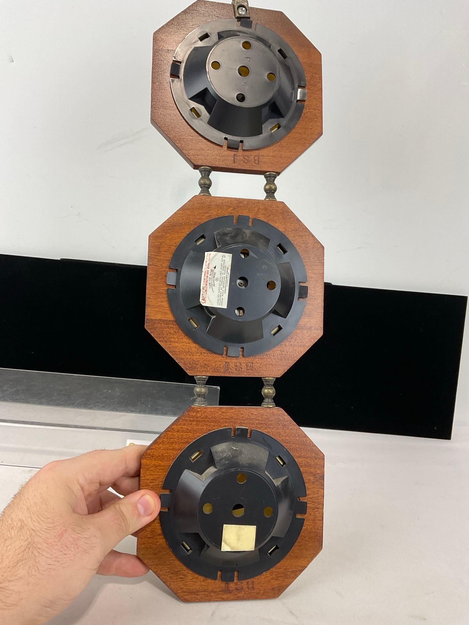 Vintage Wooden Framed Springfield Weather Station & Aneroid Barometer, 24h x 7w x 5d inches - 7