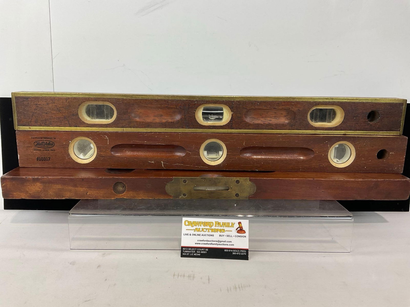 3 Vintage Hardwood Levels w/ Brass, True Value 10317, Stanley Rule & Level Co & Empire Wood (1 of 6)