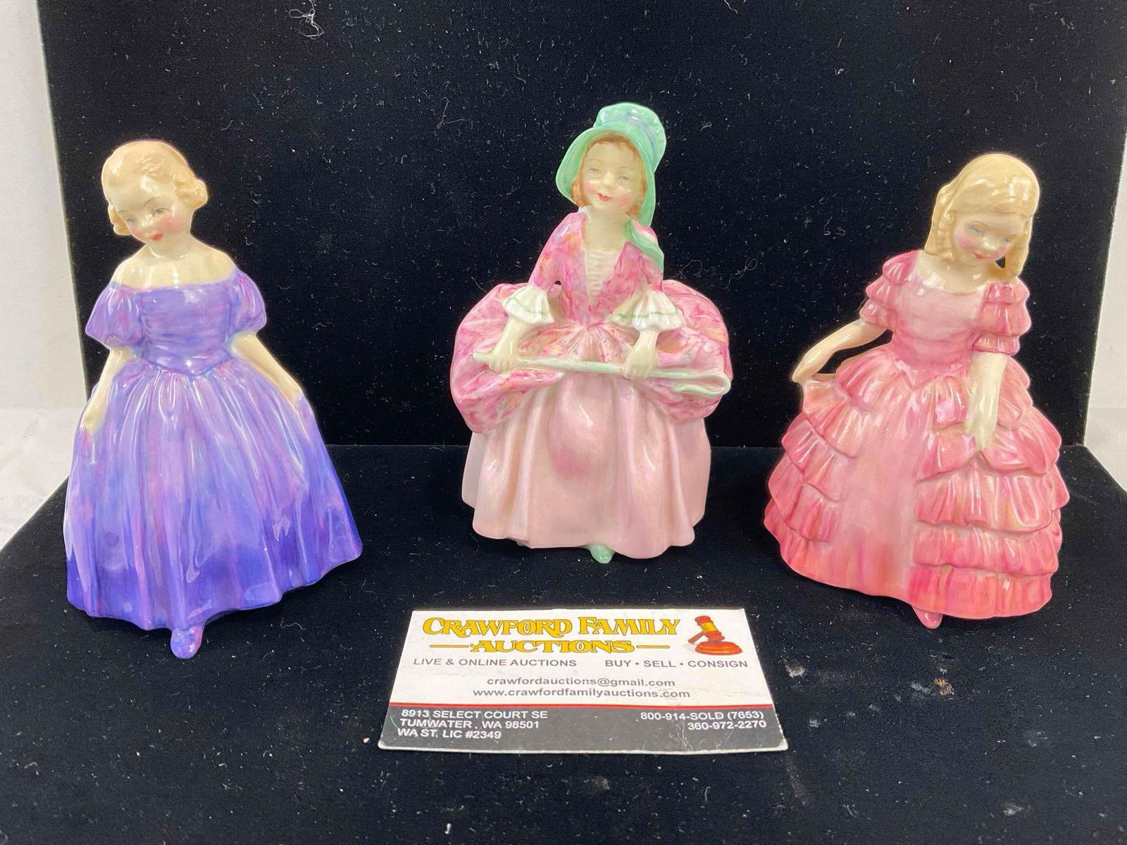 3 pcs Vintage Royal Doulton Porcelain Lady Statuettes, incl. Rose, Marie & Bo Peep. Excellent Cond. (1 of 8)