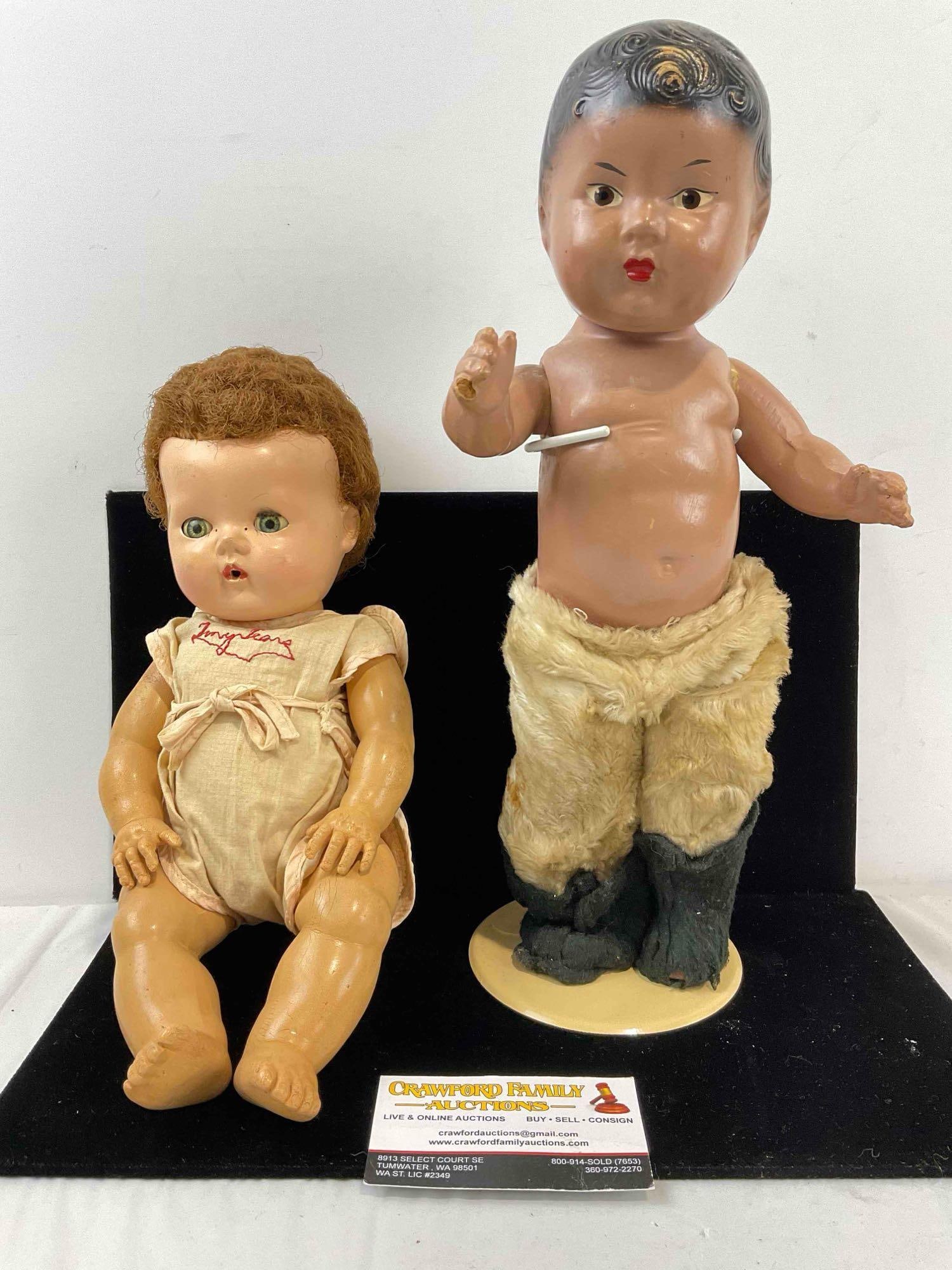 2 pcs Vintage Plastic Baby Dolls, incl. 1x American Character "Tiny Tears" Doll & 1x Reliable Doll. (1 of 8)