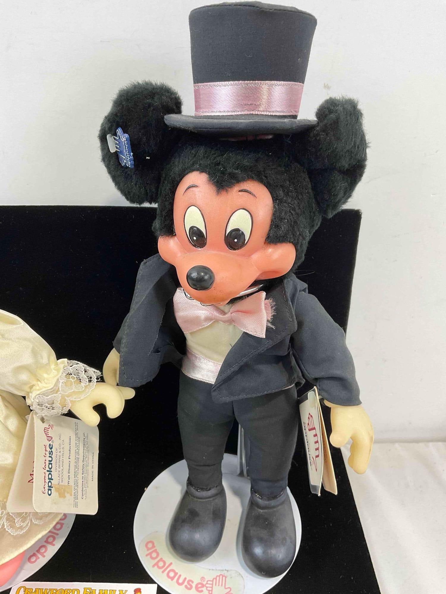 6 pcs Vintage Disney Dolls, incl. Applause Formal Mickey & Minnie w/ Tags & Stands! See pics. - 3