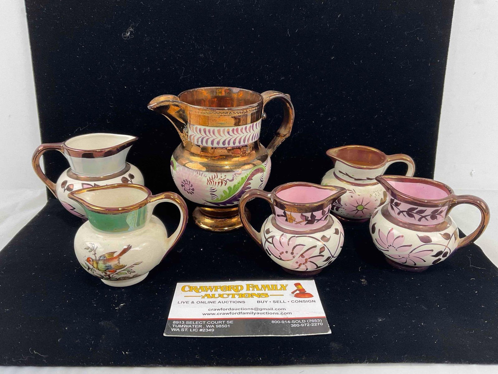 6 pcs Vintage English White & Bronze Color Porcelain Dishes, incl. Lancaster & Old Castle. (1 of 8)