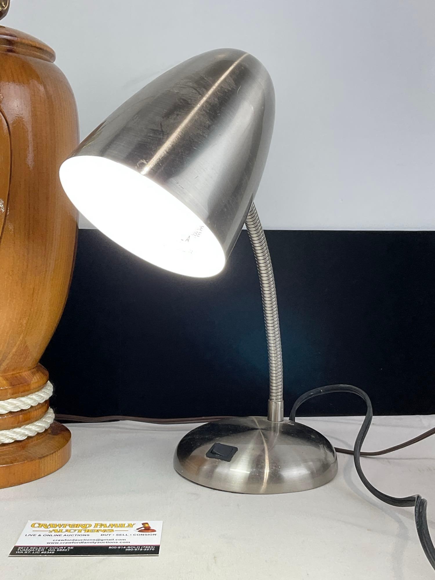 Wooden Lamp w/ Deer Portrait, Aluminum Lamp, tested & working - 4