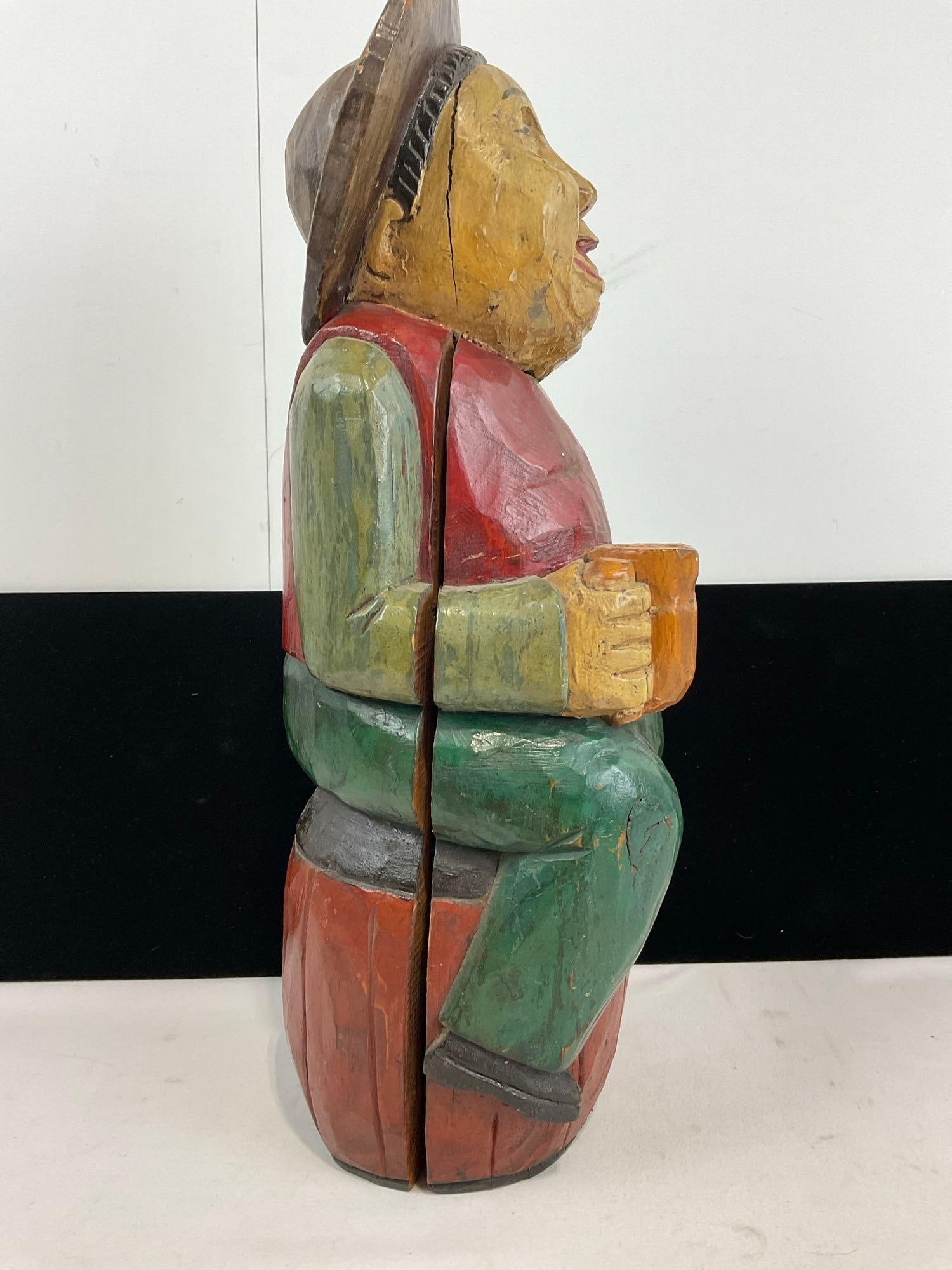 Vintage Carved Wooden Wine Holder, 17h x 7w x 6d inches, Handpainted - 2