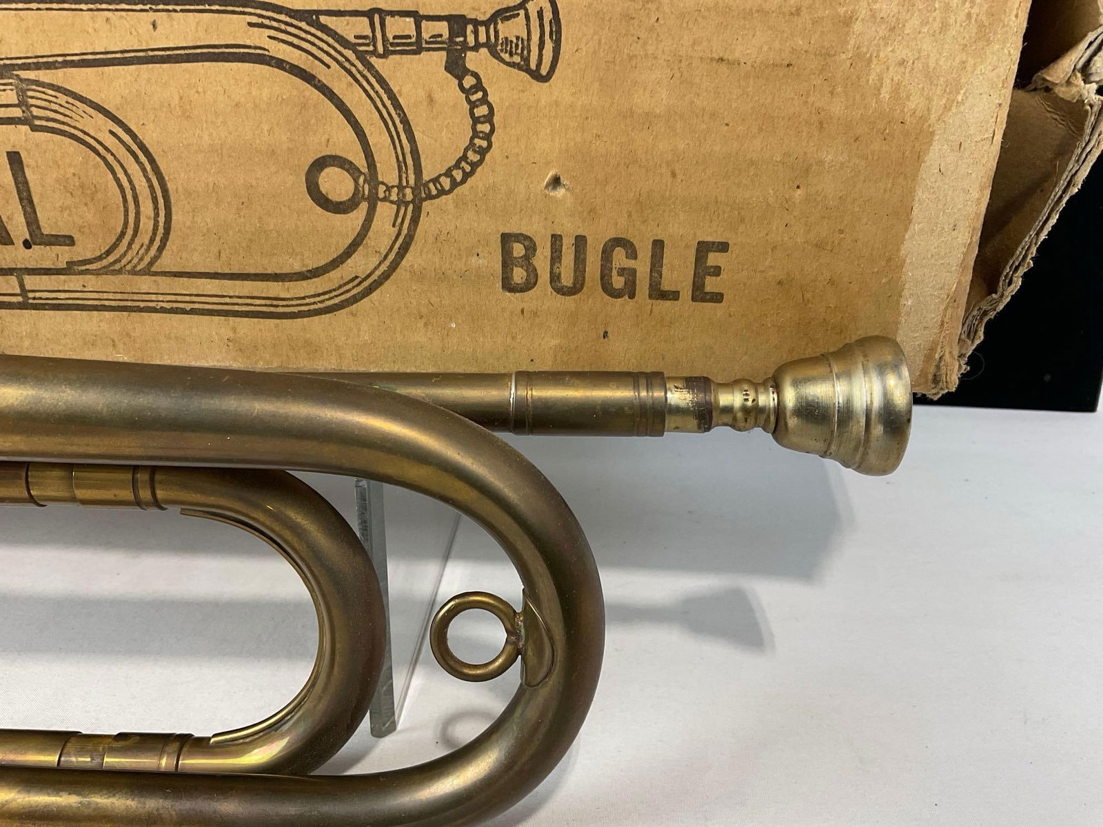 Vintage 1938 Rexcraft Official Boy Scout Bugle, in original box, 6h x 19w x 6d inches - 4