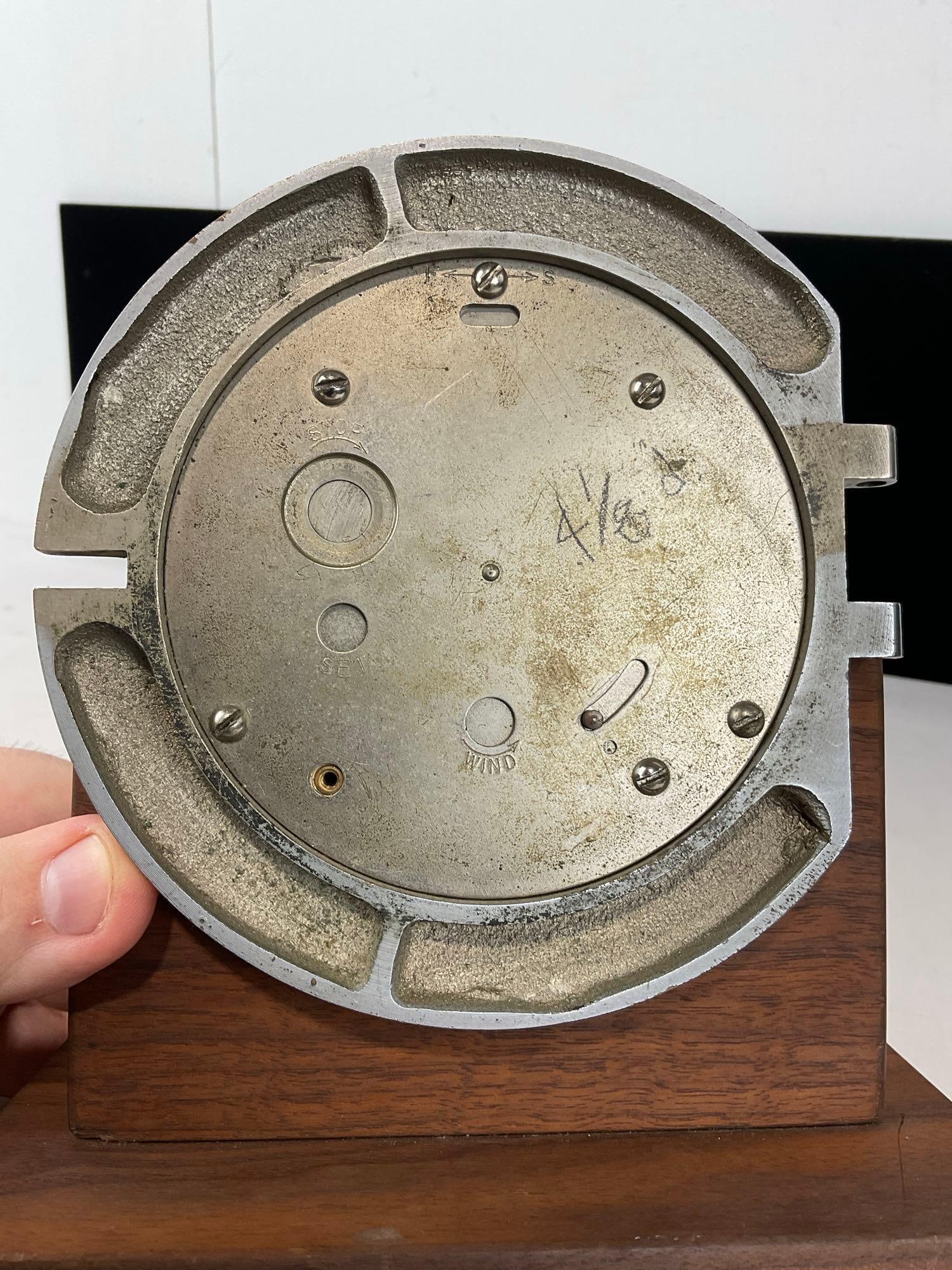 Vintage 1941 WW2 Era Seth Thomas US Navy Mark I Boat Clock on Wooden Stand, 9h x 9w x 6d inches - 5