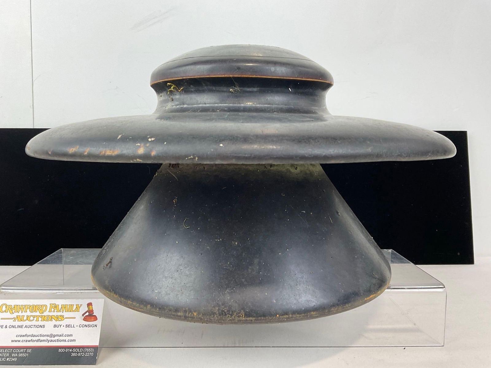 Giant Ceramic Insulator, approx 9h x 15w x 15d inches, Dark Brown Glazed - 2