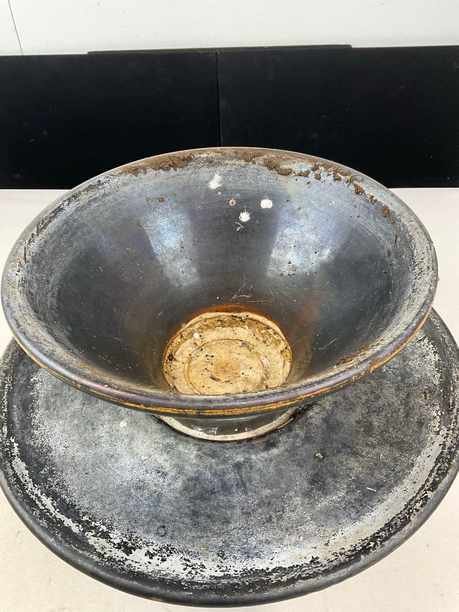 Giant Ceramic Insulator, approx 9h x 15w x 15d inches, Dark Brown Glazed - 4