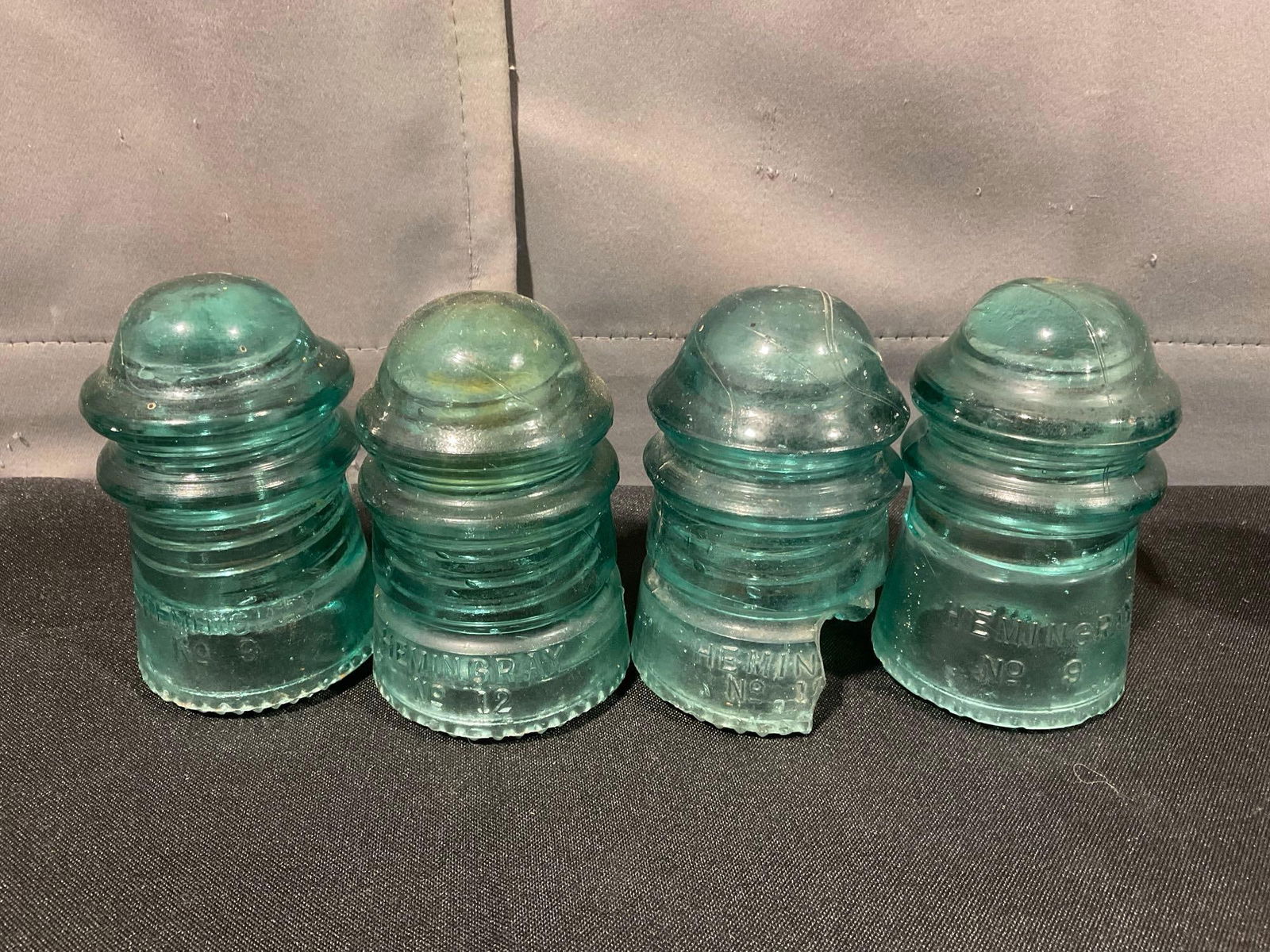 Set of 13 Lovely Blue + 1 Green Insulators, Hemingray, Whitall Tatum Co, Brookfield & more - 5