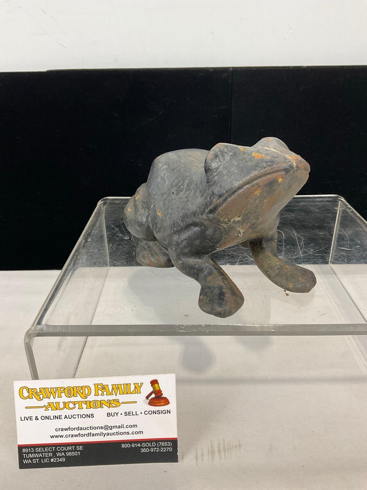 Lovely Cast Iron Frog Figure, 5h x 6w x 5d inches (1 of 5)