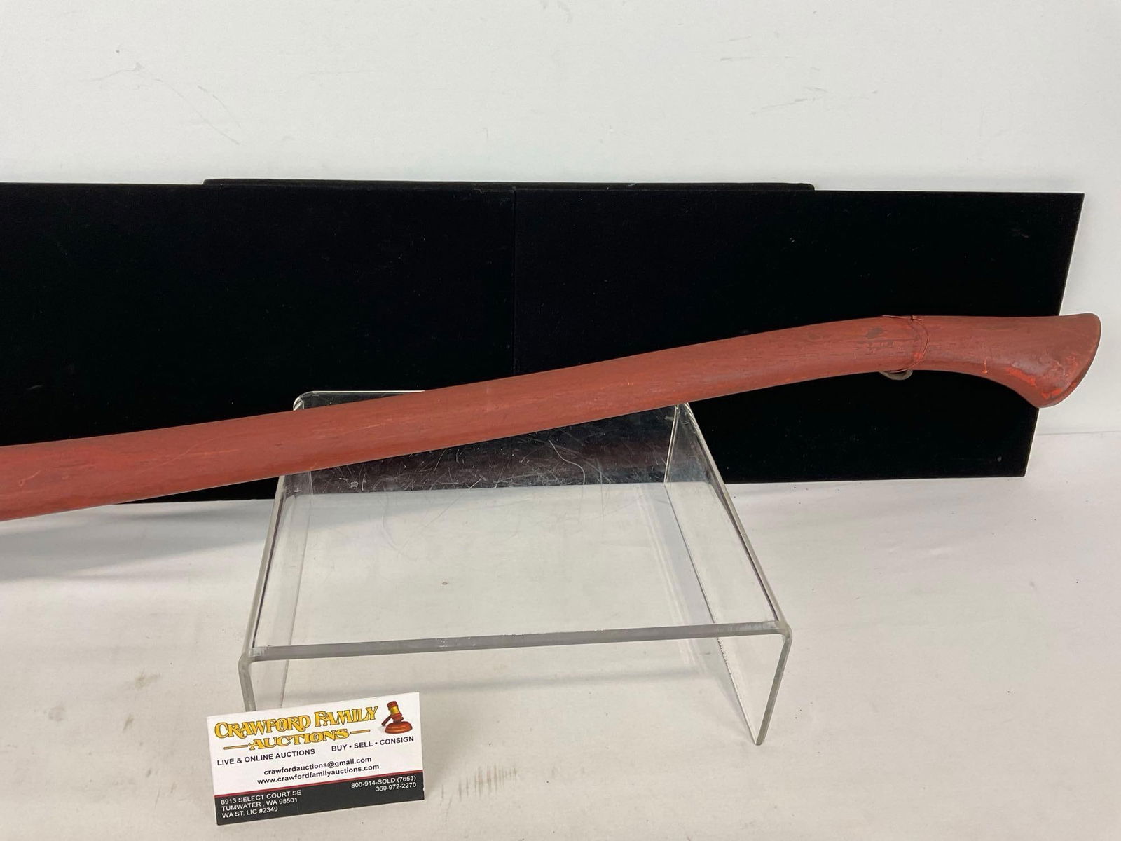 Kelly Standard Fireaxe, Painted Red, marked U of C, approx 13h x 36w x 3d inches - 3