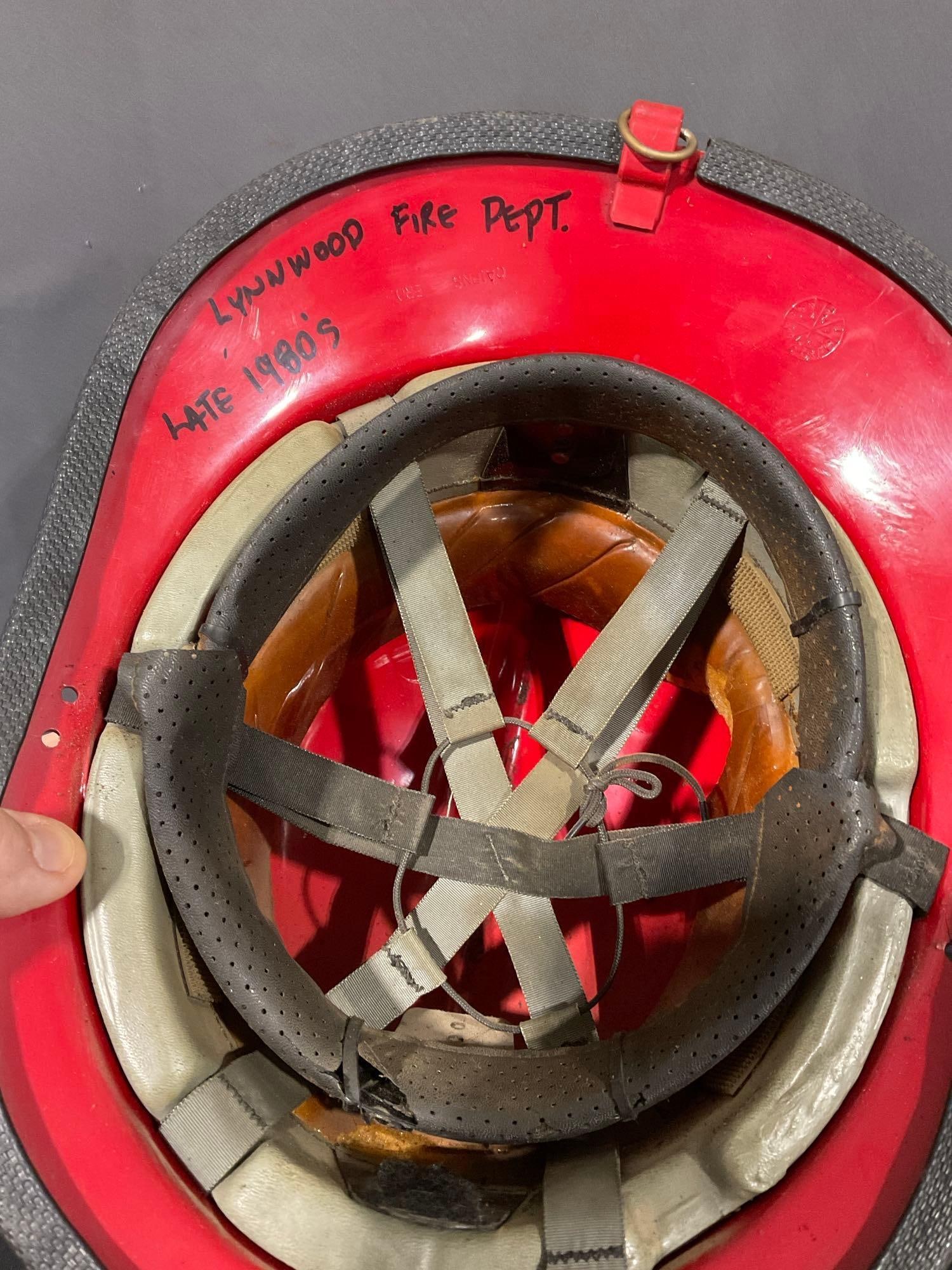 Pair of Hard Boiled Fiberglass Helmets, Mid 20th Century Black & Lynnwood, WA 1980s - 4