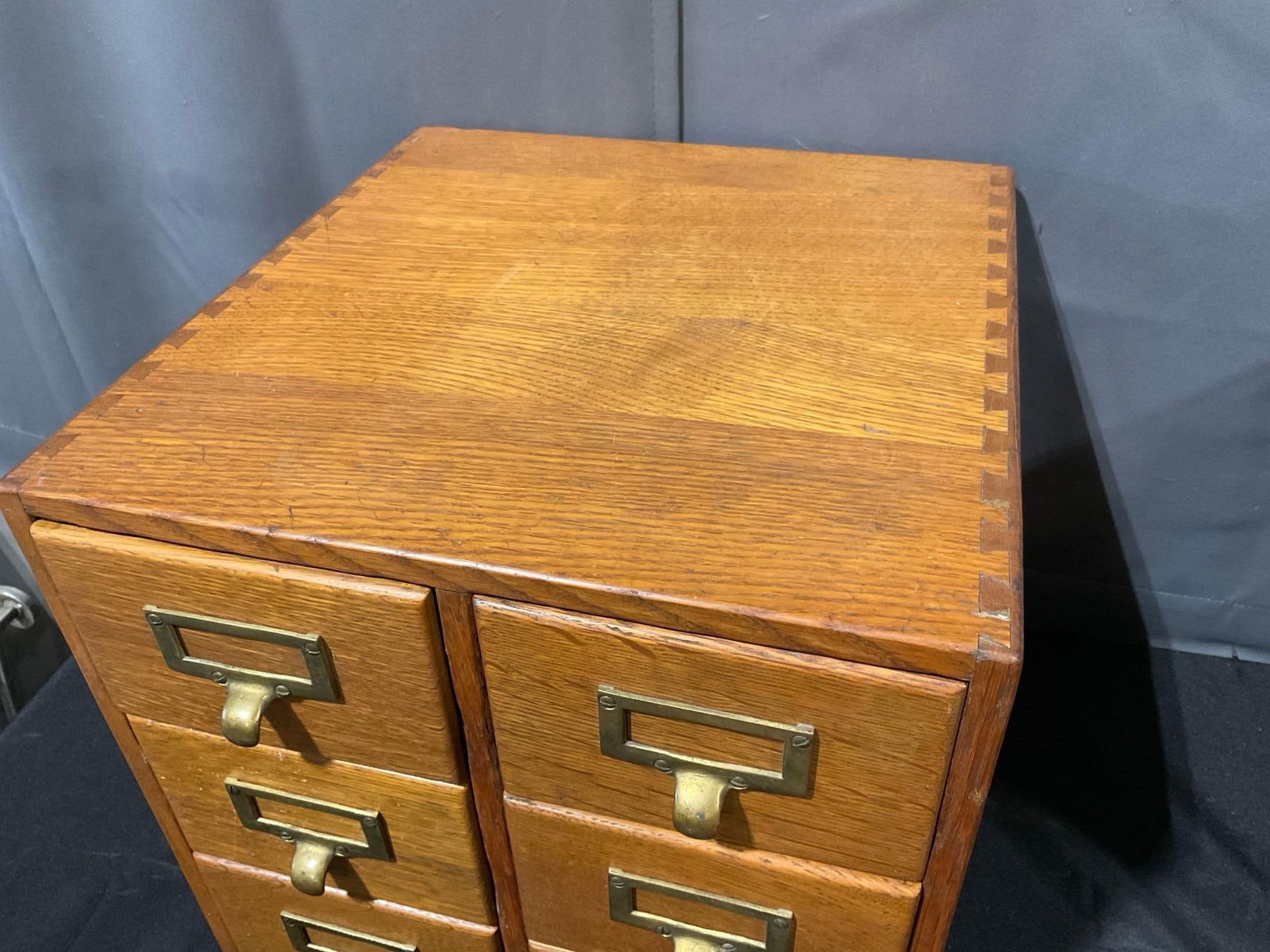 Library Index Set of 6 Drawers, Tiger Oak Wooden Case, approx 14h x 14w x 15d inches - 4