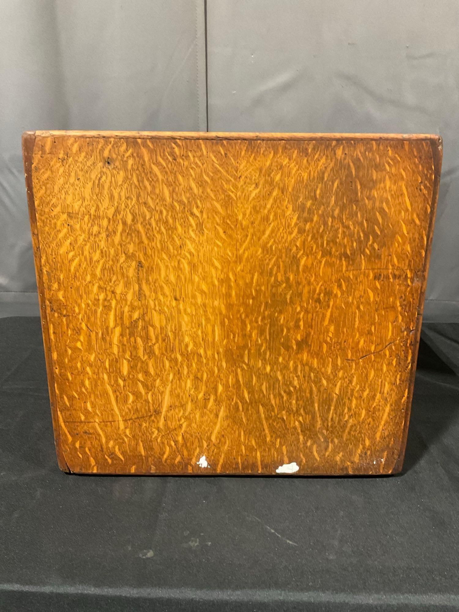 Library Index Set of 6 Drawers, Tiger Oak Wooden Case, approx 14h x 14w x 15d inches - 6