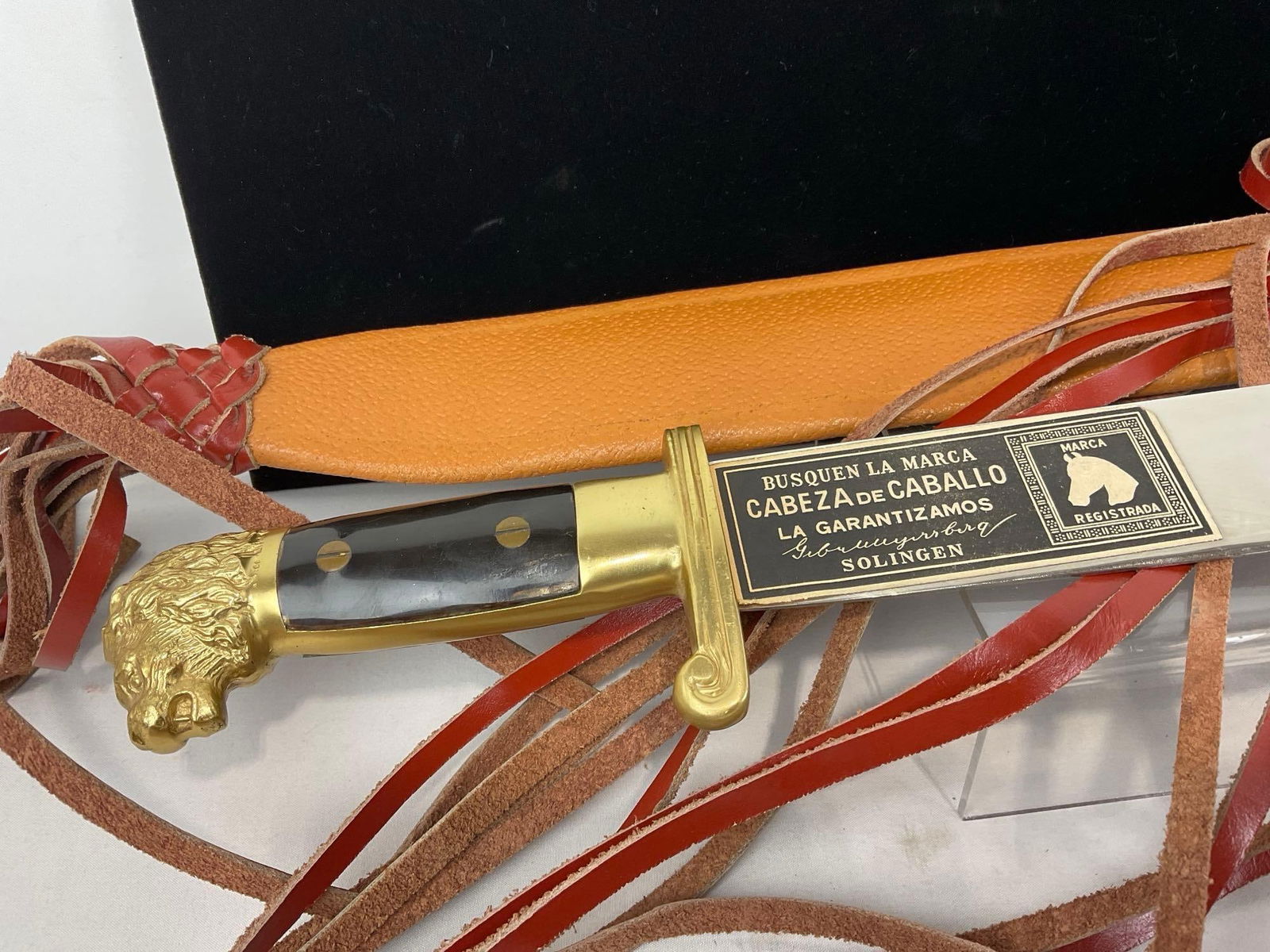 Busquen La Marca, Cabeza de Caballo, 21 inch blade, Leather Sheath w/Leather Tassels - 2