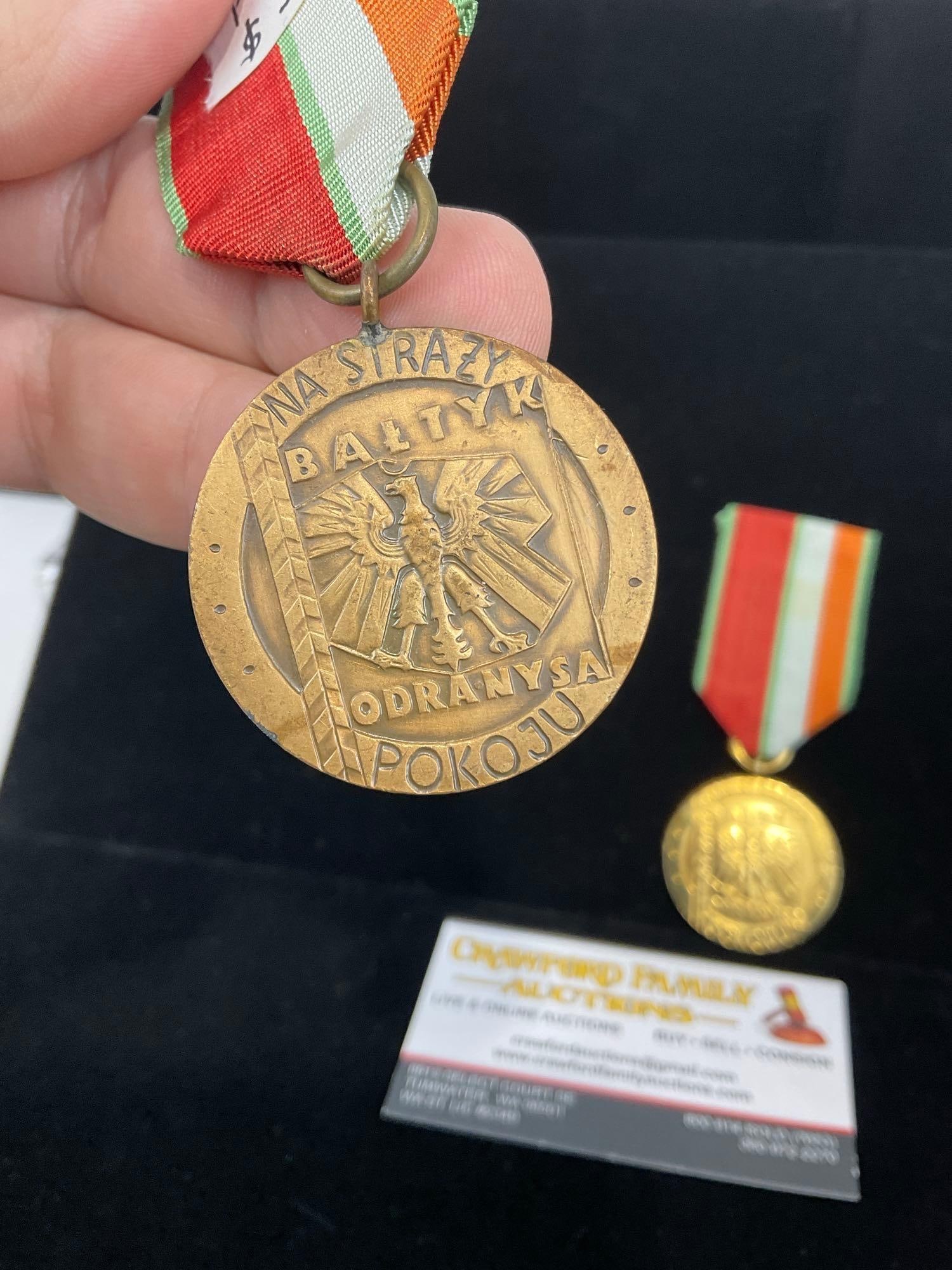 Pair of Polish 1960s Guard of Peace Medals, Gold (?) & Copper - 2