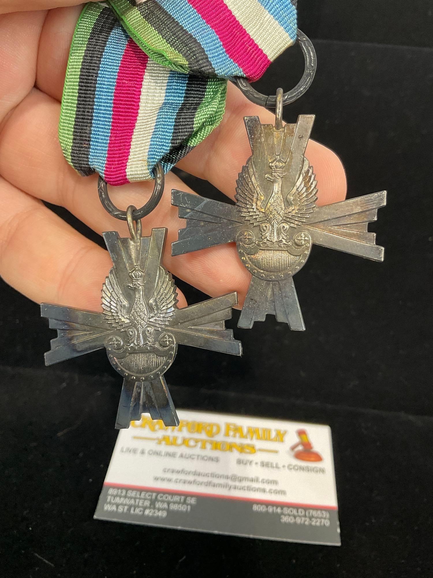 2 Polish Medals, Cross of Combat Action of the Polish Armed Forces in the West, WW2, made in 1989 - 2