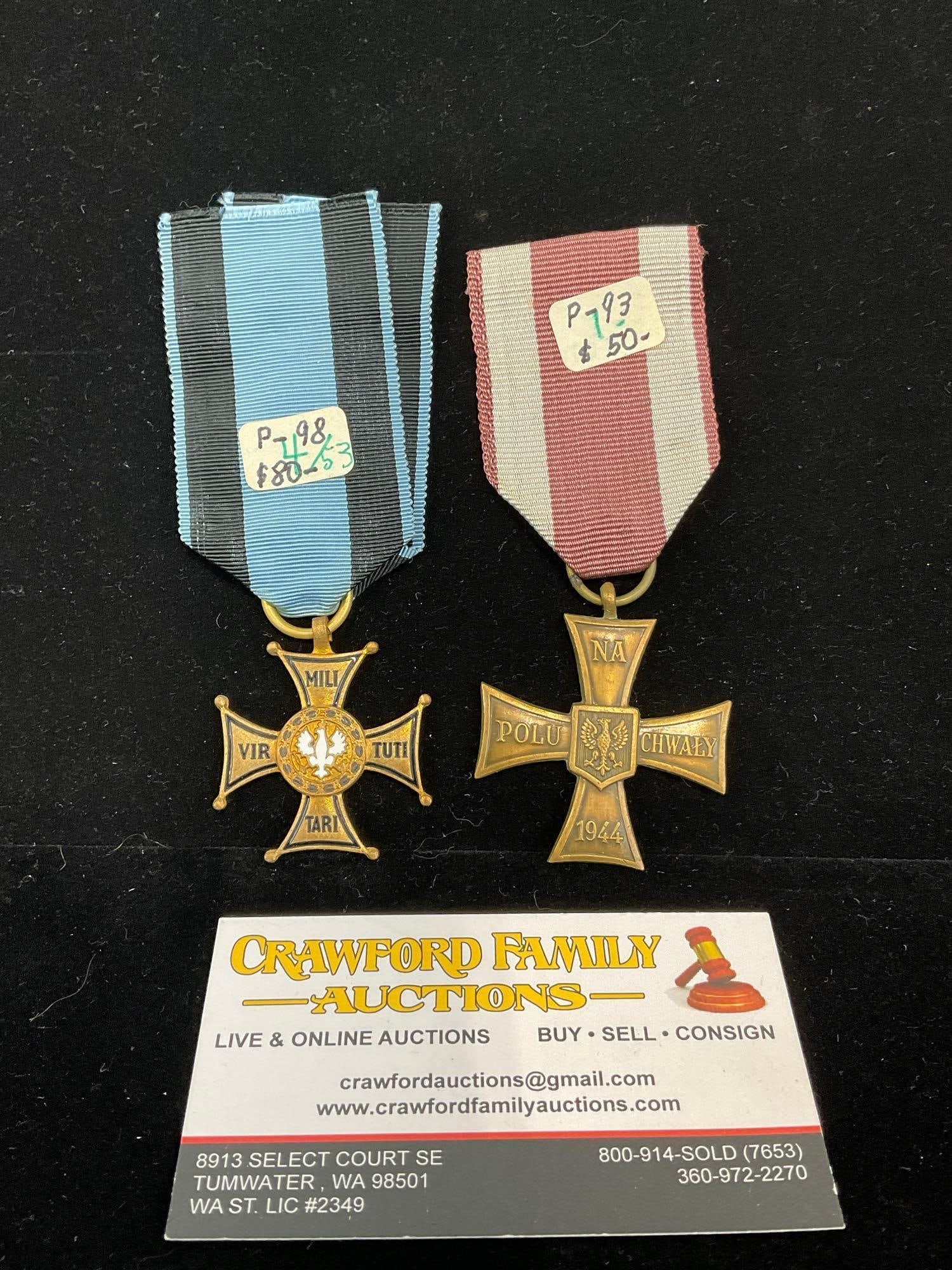 Pair of Polish Medals, Order of the Virtuti Militari & Cross of Valour 1944 (1 of 5)