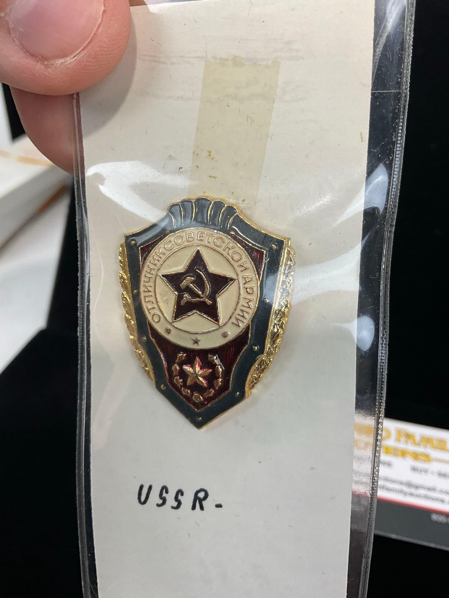 3 USSR Medals, Chernobyl Cleanup Medal, 250th Anni. of Leningrad & Army Excellence Pin - 5