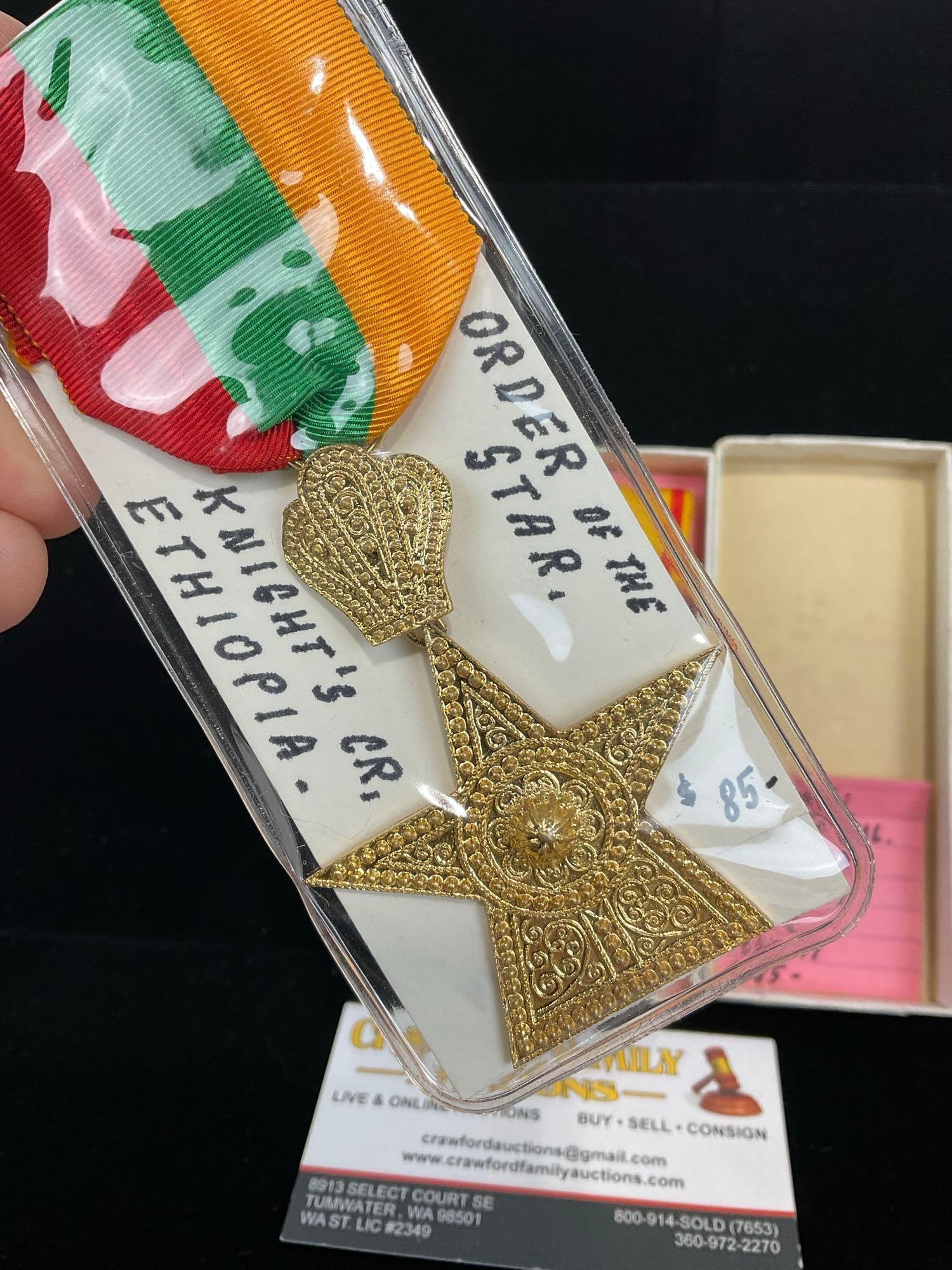 Pair of African Medals, Ethiopian Knights Cross Order of the Star & Zaire Golden Merit Cross - 2