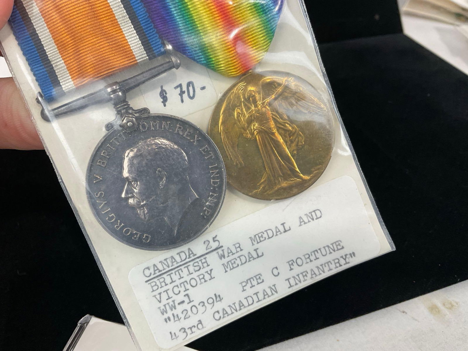 Canadian Para Rescue Pin & Wing, NWL Armed Forced Pin, Pair of Medals, British War & Victory WW1 - 3