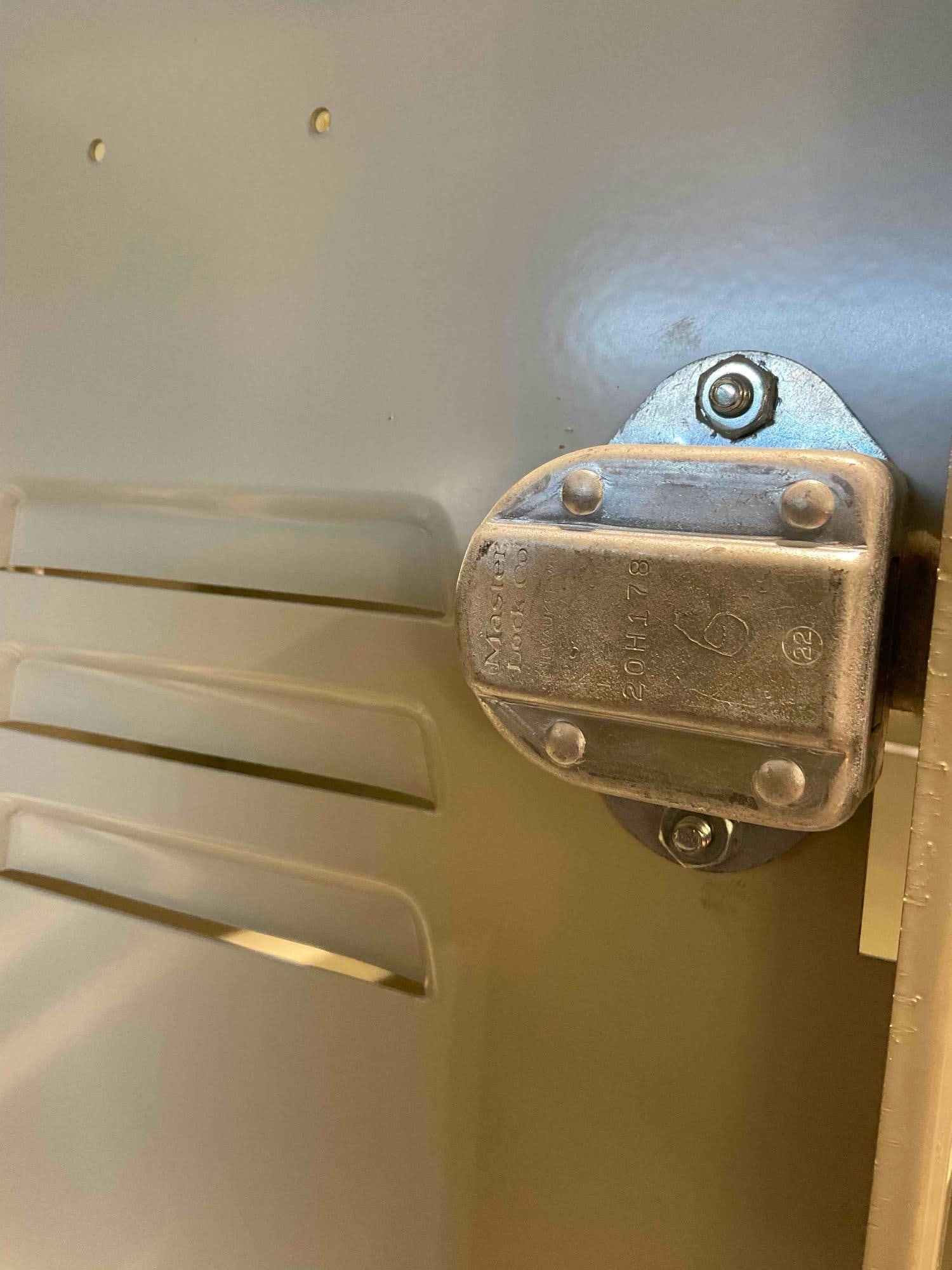 Vintage Grey Metal Lockers w/ 10 Cubbies. 1 Lock & 1 Key. Good Condition. Stands 66" Tall. - 6