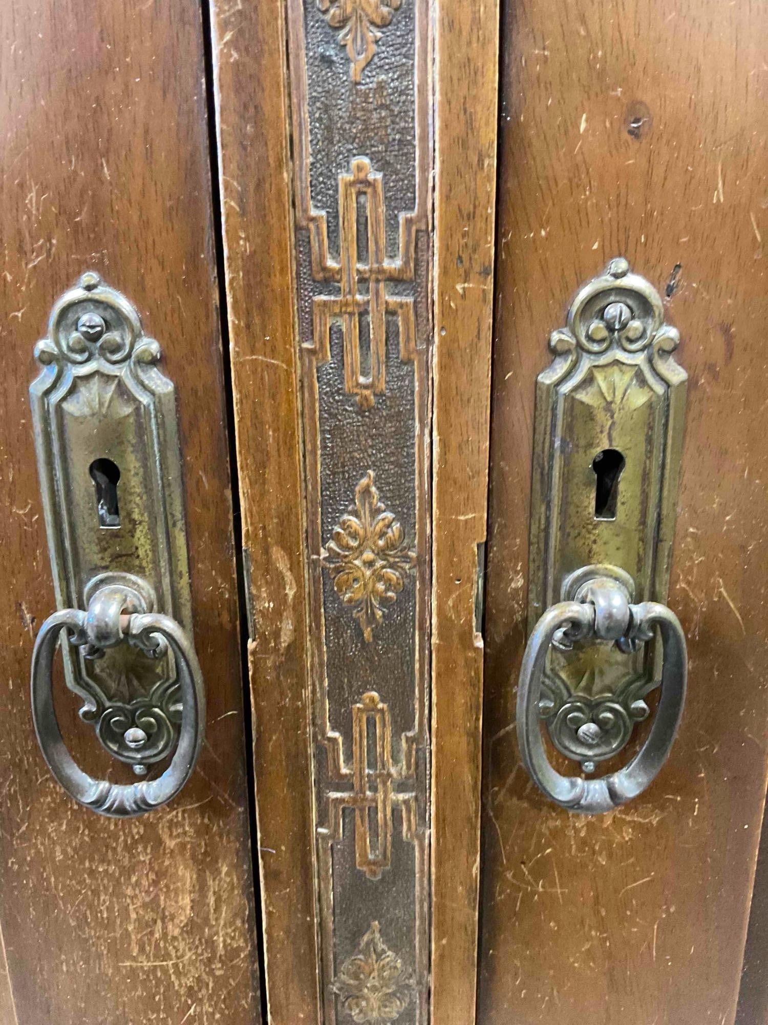 Antique H.L. Registered Design Lovely Mahogany? Wood Armoire w/ Ornate Details. See pics. - 5