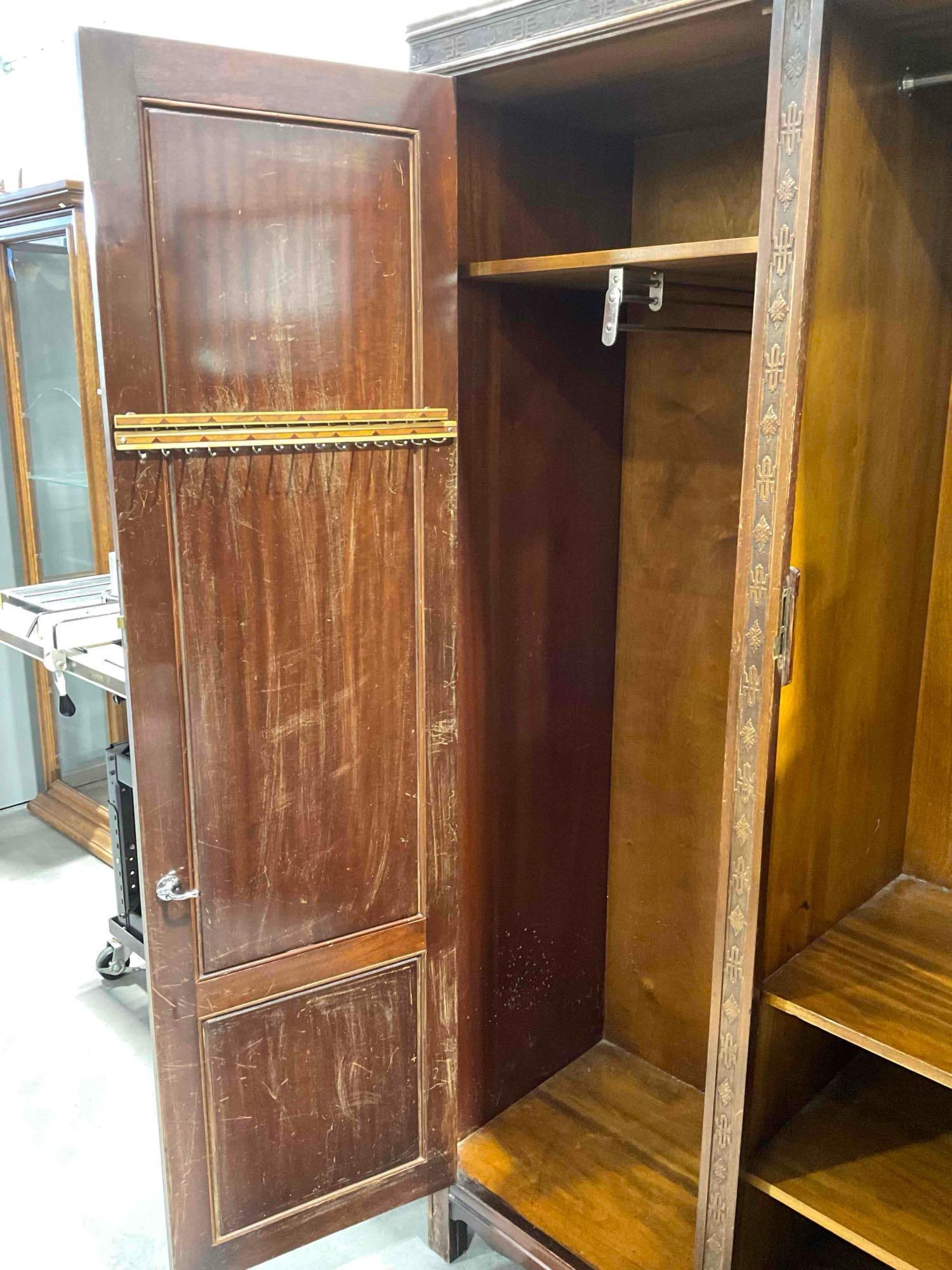 Antique H.L. Registered Design Lovely Mahogany? Wood Armoire w/ Ornate Details. See pics. - 7