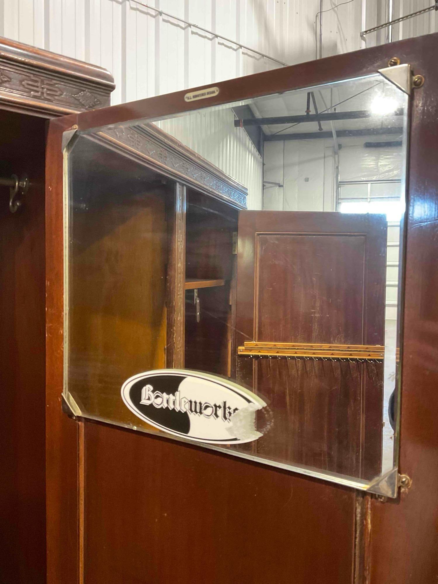 Antique H.L. Registered Design Lovely Mahogany? Wood Armoire w/ Ornate Details. See pics. - 8