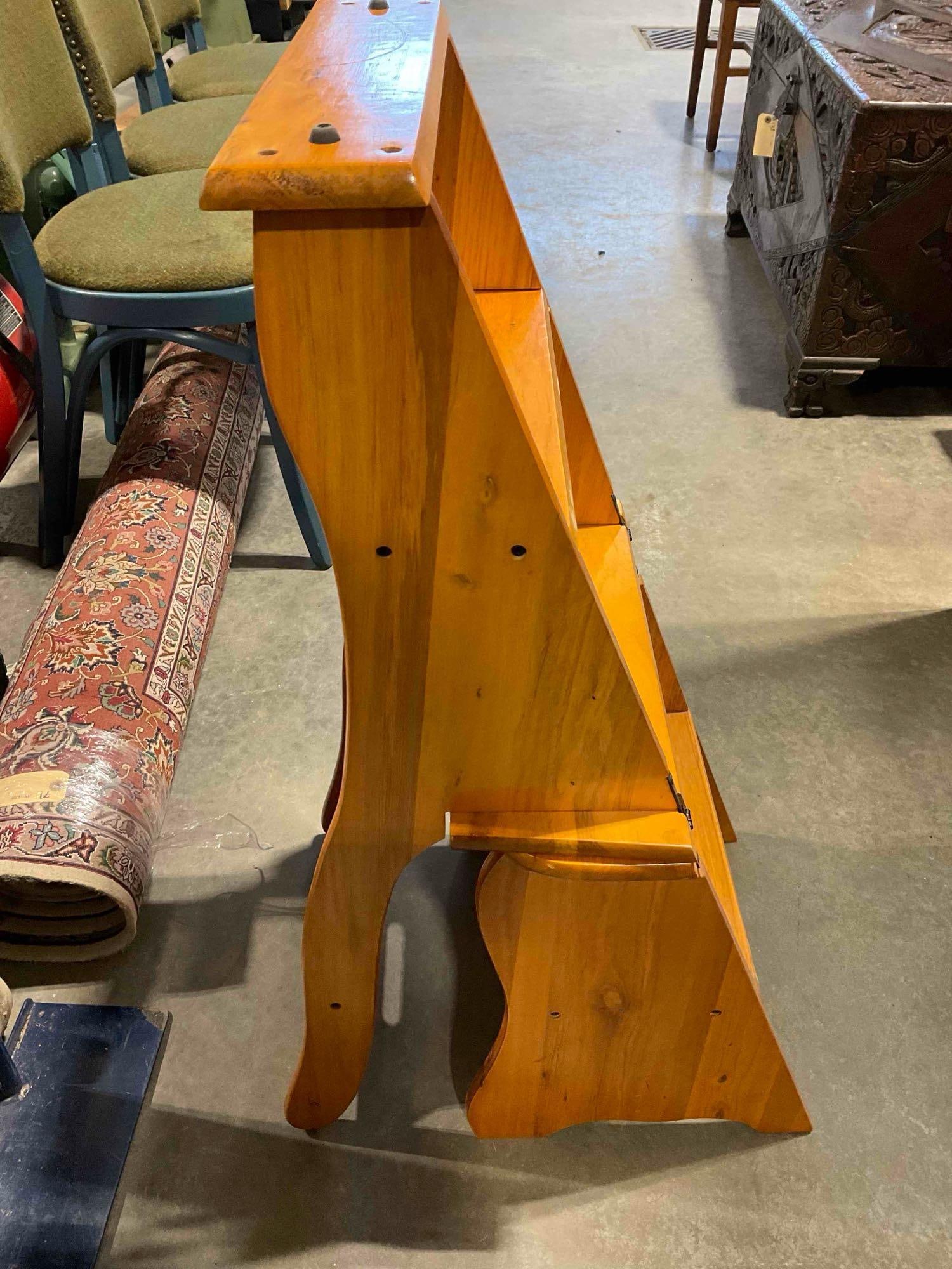 Pine Wood Convertible Folding Chair Step Ladder Stool. Very Good Condition. See pics. - 7