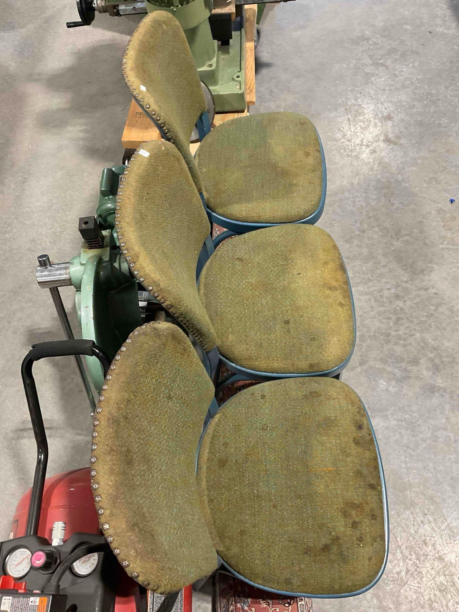 3 pcs Vintage Thonet Bentwood Blue Painted Wooden Chairs w/ Green Upholstery. See pics. - 4