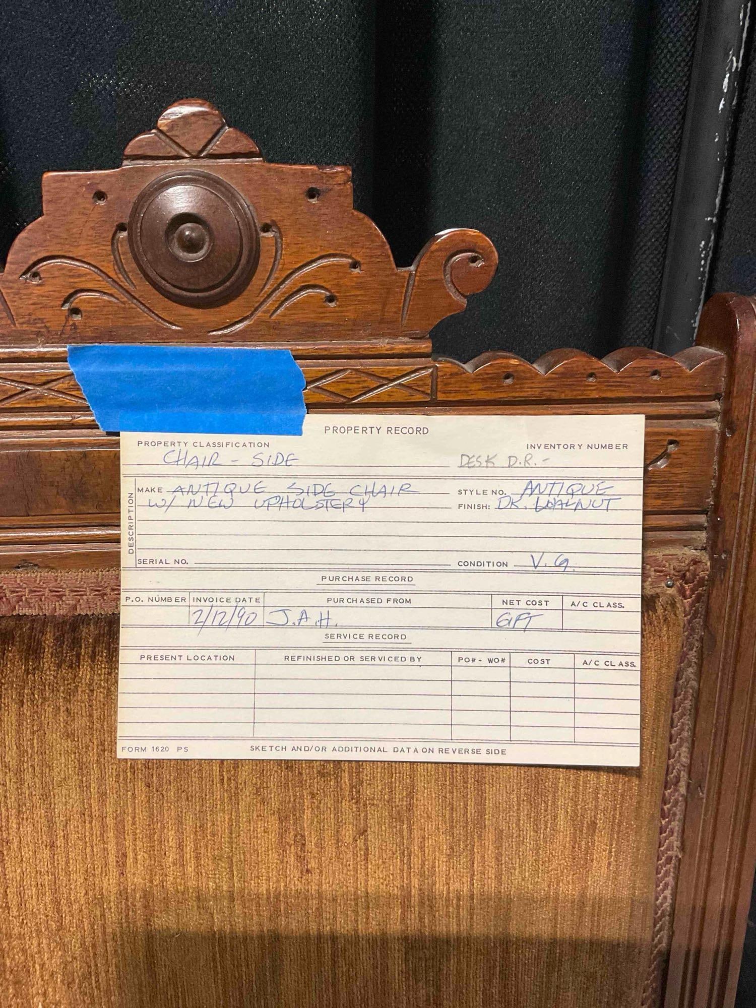 Lovely Antique Eastlake Walnut Side Chair w/ Brown Velvet Upholstery & Spoon Carvings. See pics. - 8