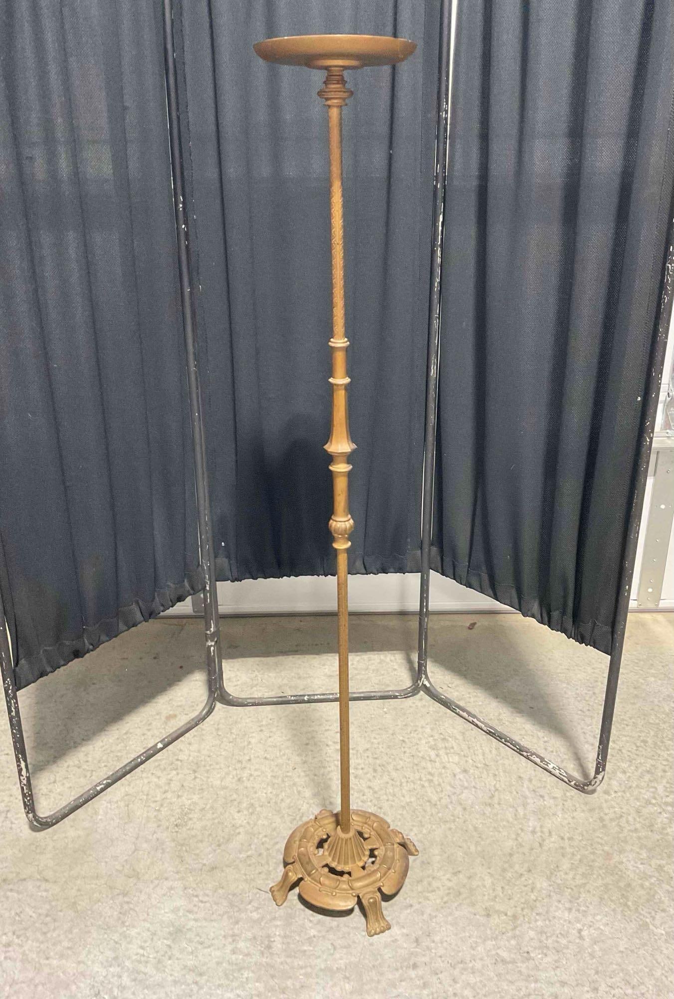 Elegant Antique Art Nouveau Style Brass Candlestick Holder. Stands 51" Tall! Very Good Cond. (1 of 6)