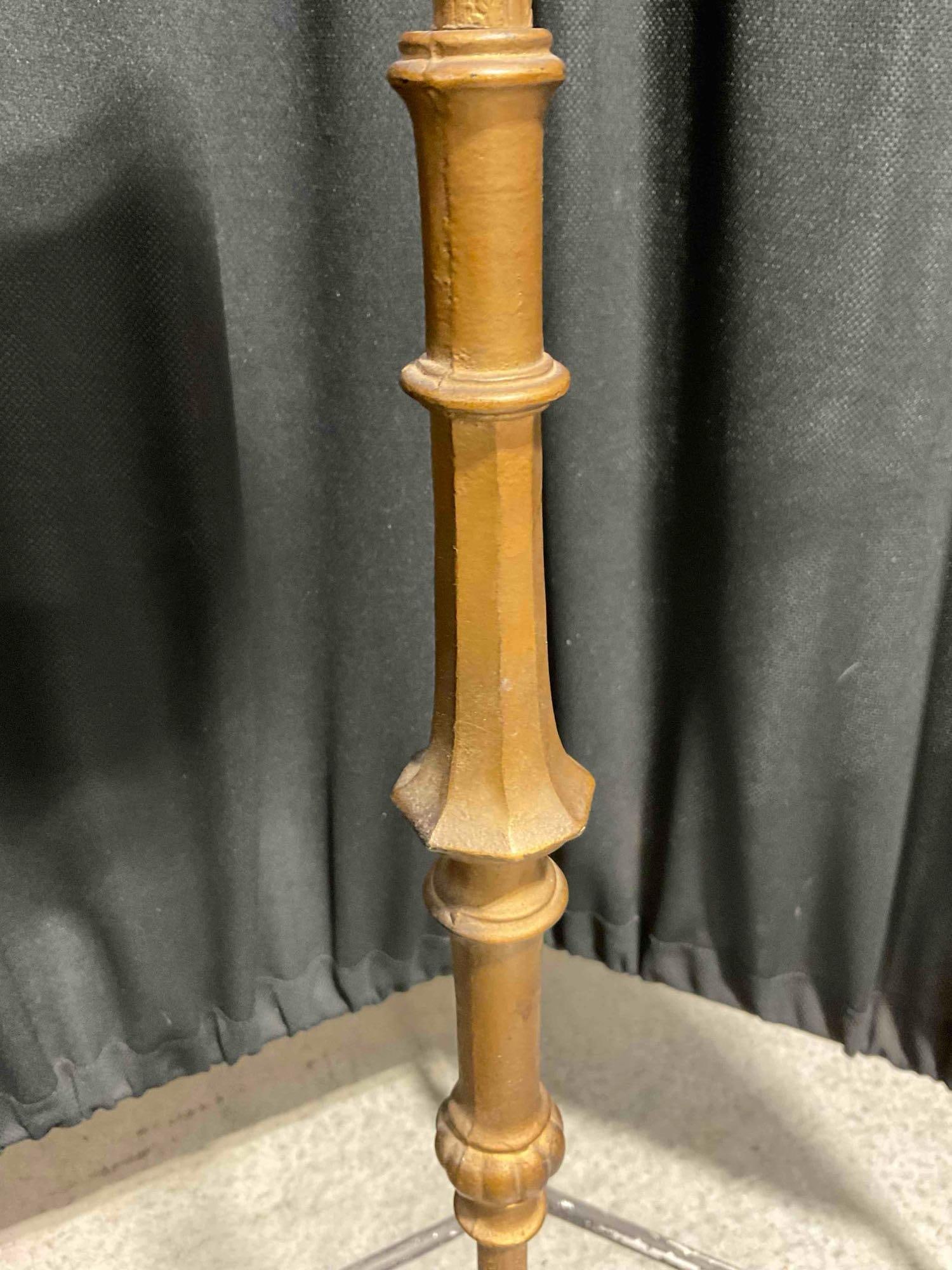 Elegant Antique Art Nouveau Style Brass Candlestick Holder. Stands 51" Tall! Very Good Cond. - 4