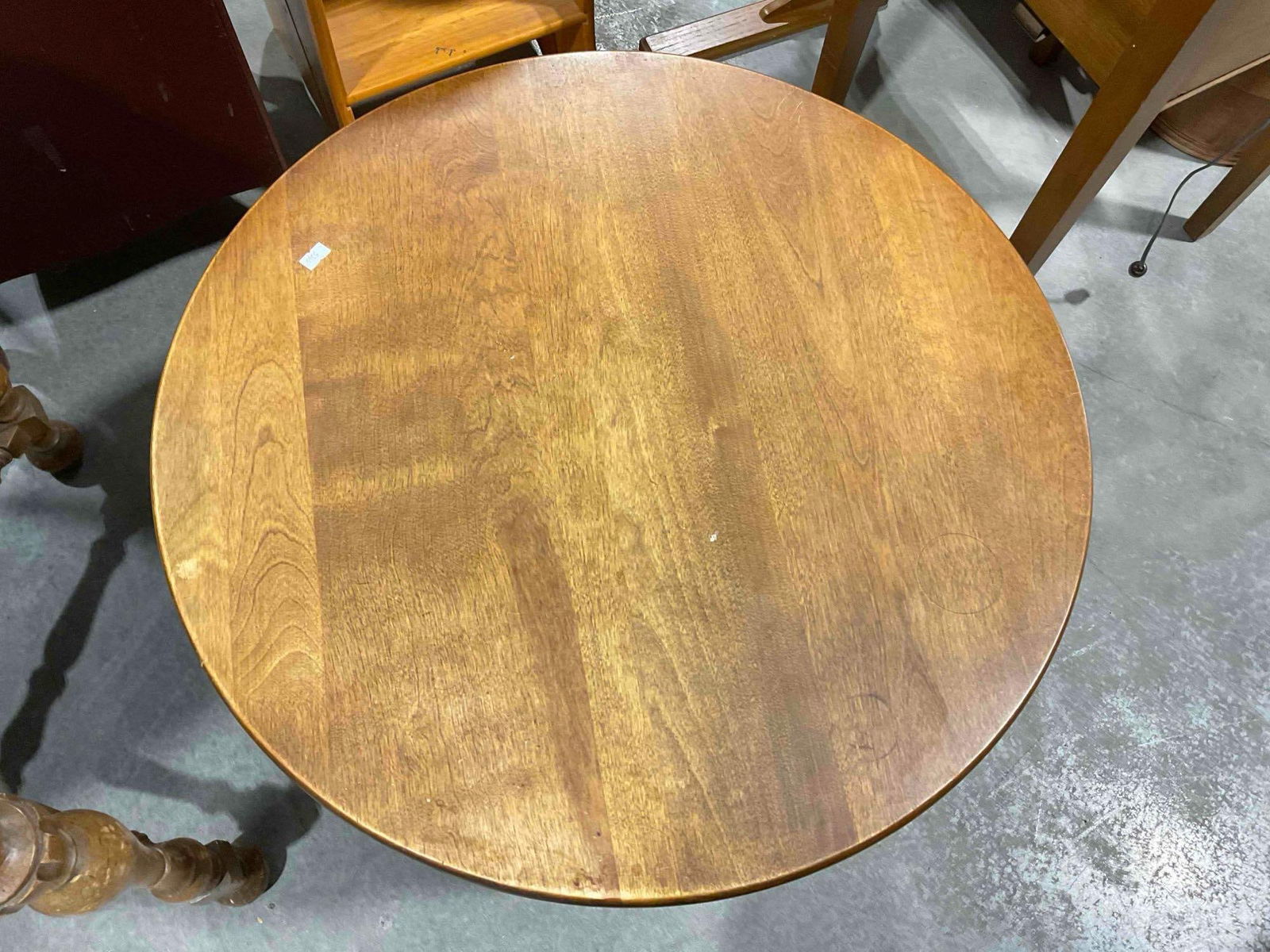 Vintage Octagonal Wood Side Table w/ Round Top & Storage Beneath. Very Good Condition. - 5